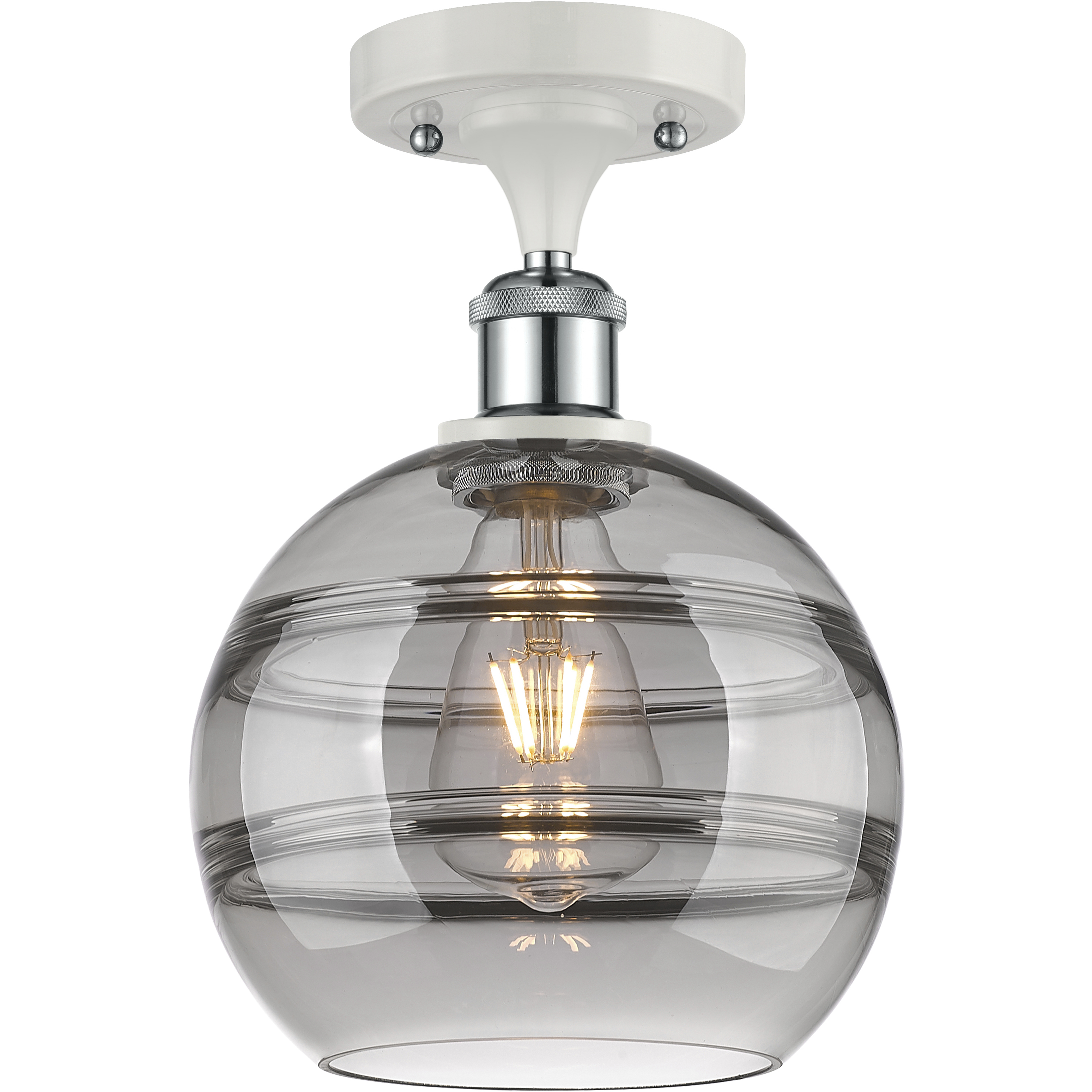 Ballston Rochester 1 Light 8 inch White Polished Chrome Semi-Flush Mount Ceiling Light