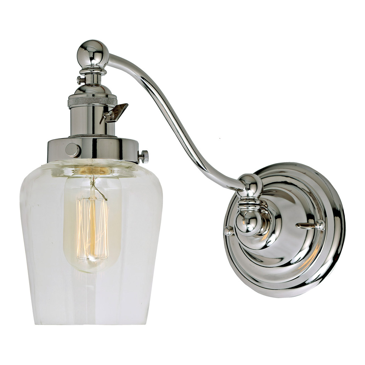 Soho Liberty 12 inch 100 watt Polished Nickel Swing Arm Wall Sconce Wall Light in Clear Glass, 9, Half Swing