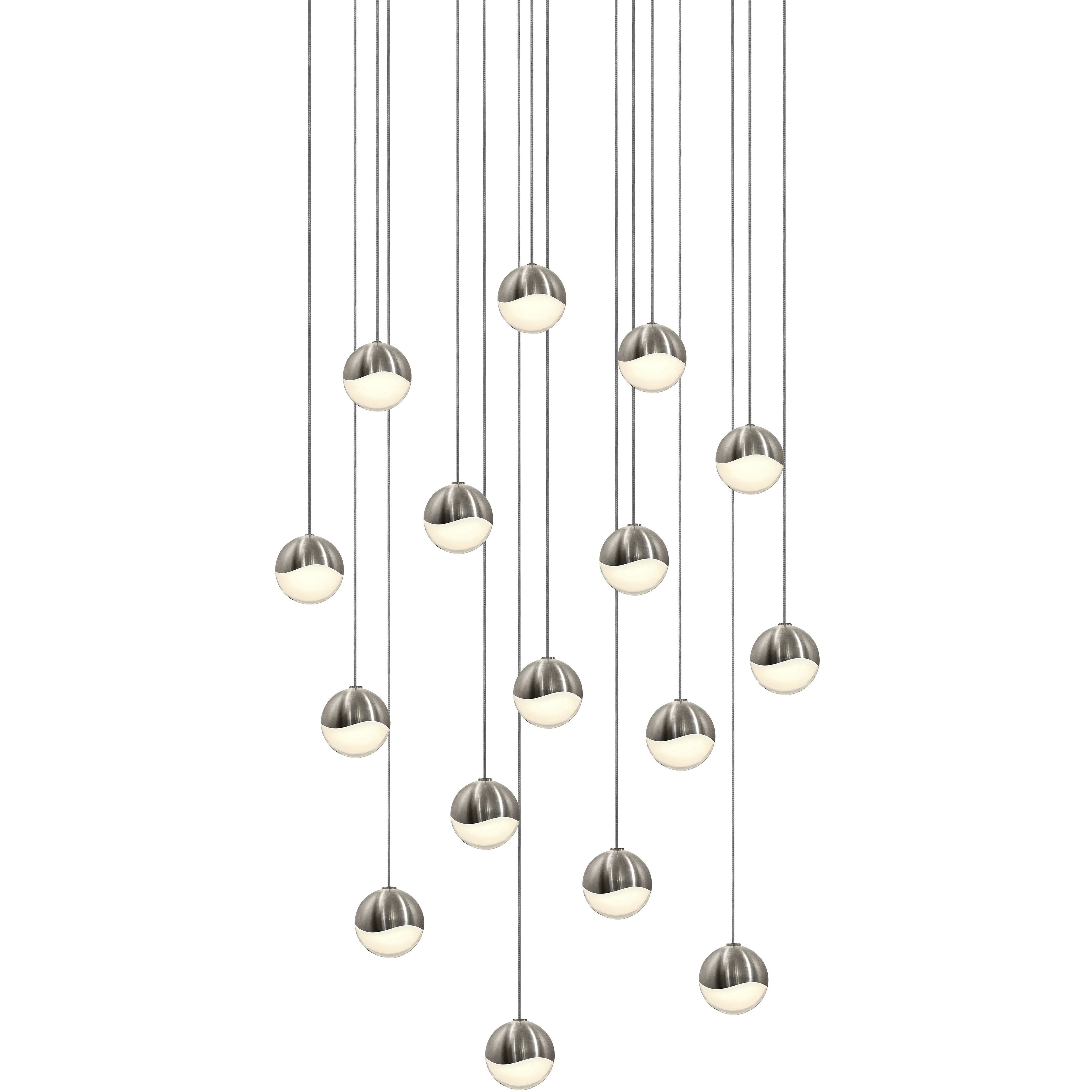 Grapes LED 22.5 inch Satin Nickel Cluster Pendant Ceiling Light in Small