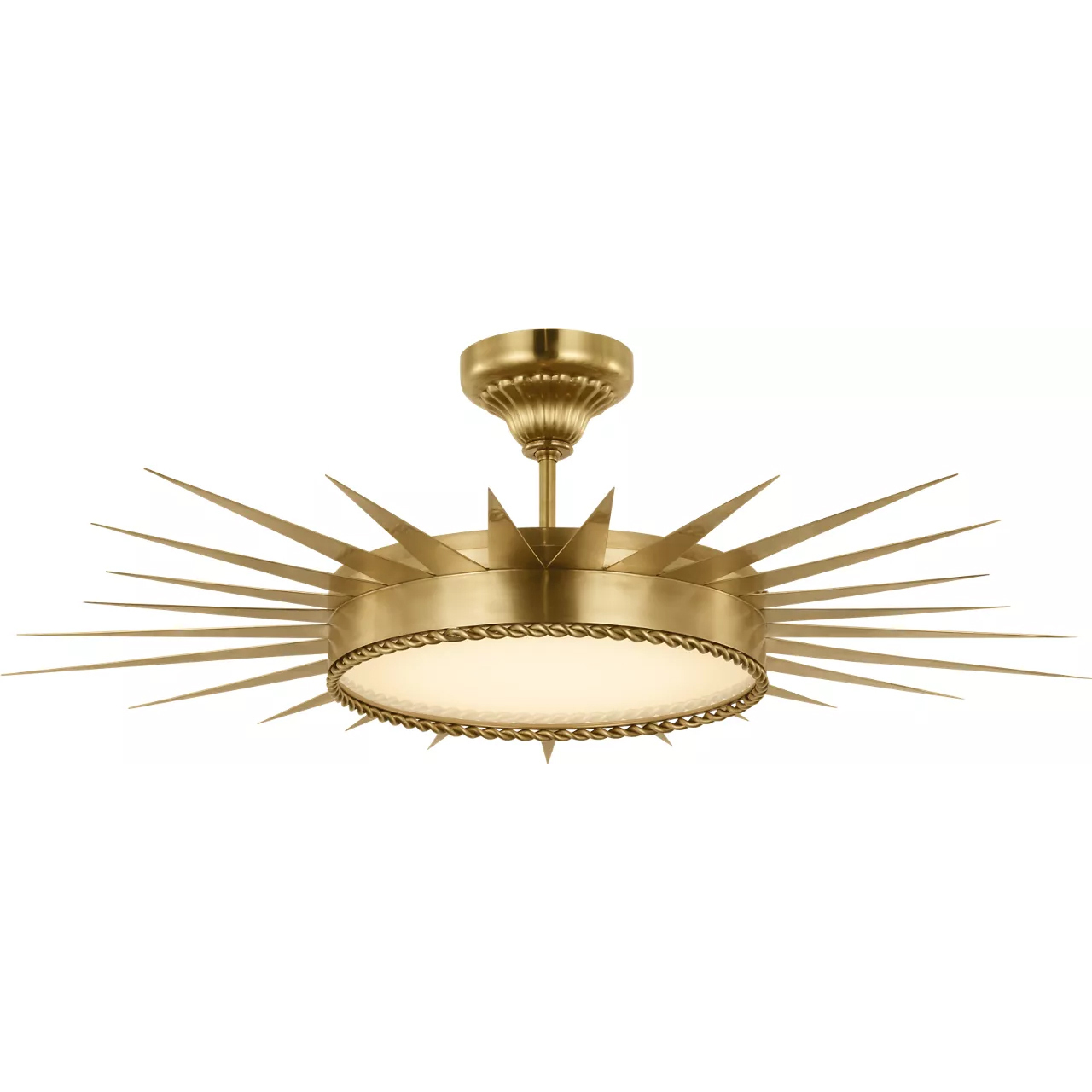 Suzanne Kasler Soleil LED 36 inch Hand-Rubbed Antique Brass Semi-Flush Mount Ceiling Light