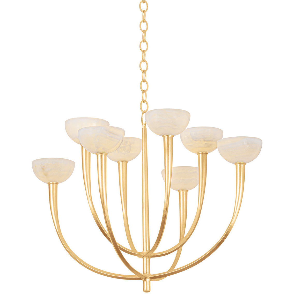 Maywood 8 Light 33.5 inch Vintage Gold Leaf Chandelier Ceiling Light