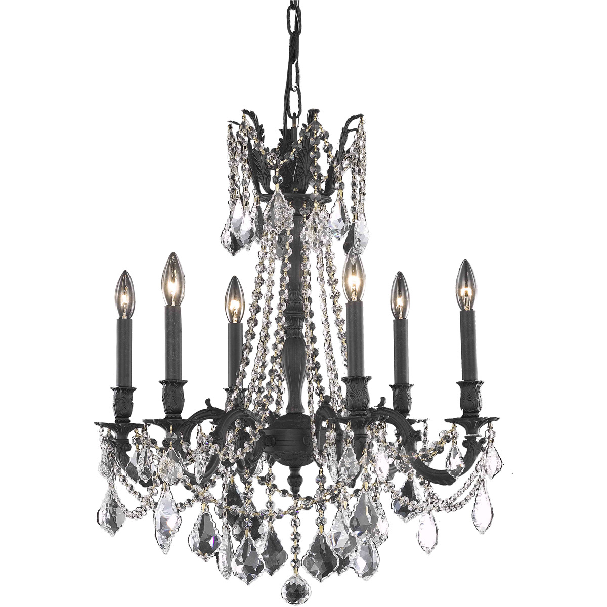 Rosalia 6 Light 23 inch Dark Bronze Dining Chandelier Ceiling Light in Clear, Royal Cut