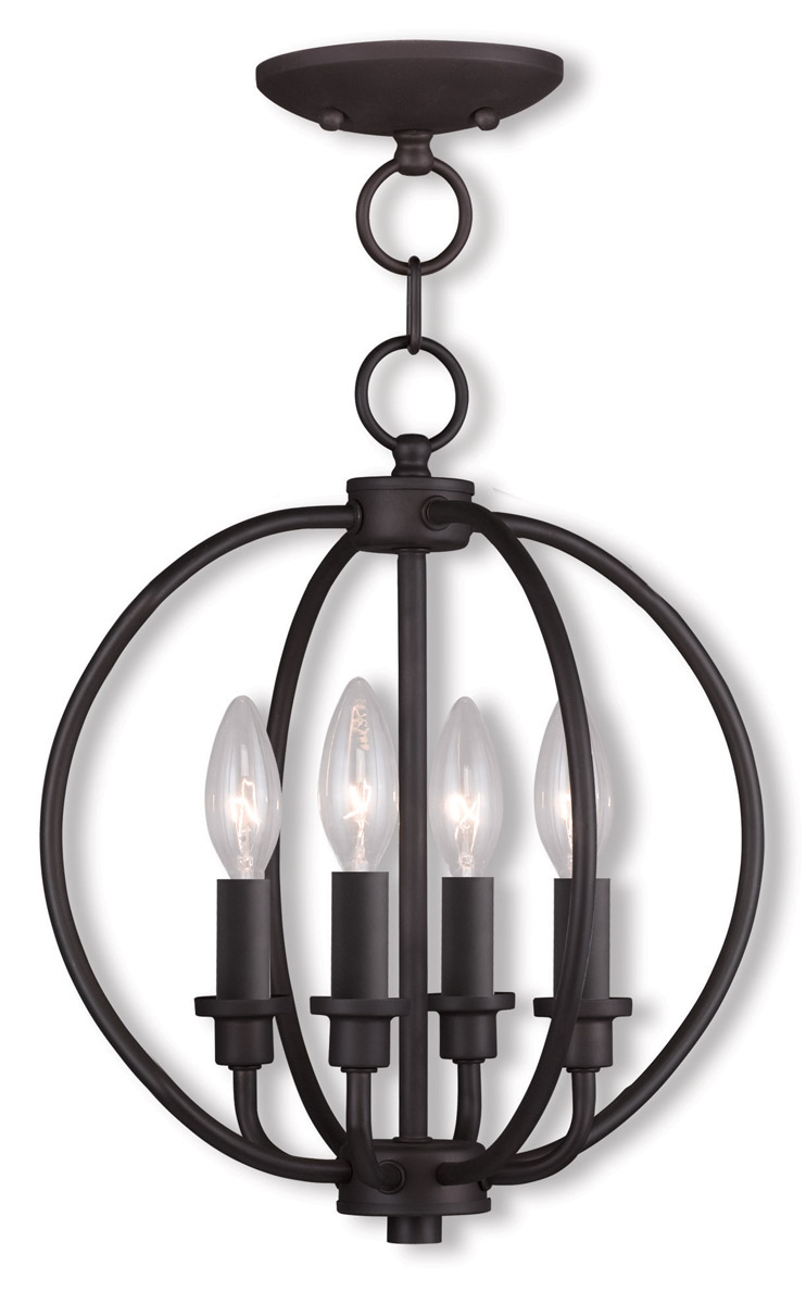 Milania 4 Light 12.5 inch Bronze Convertible Mini Chandelier/Ceiling Mount Ceiling Light