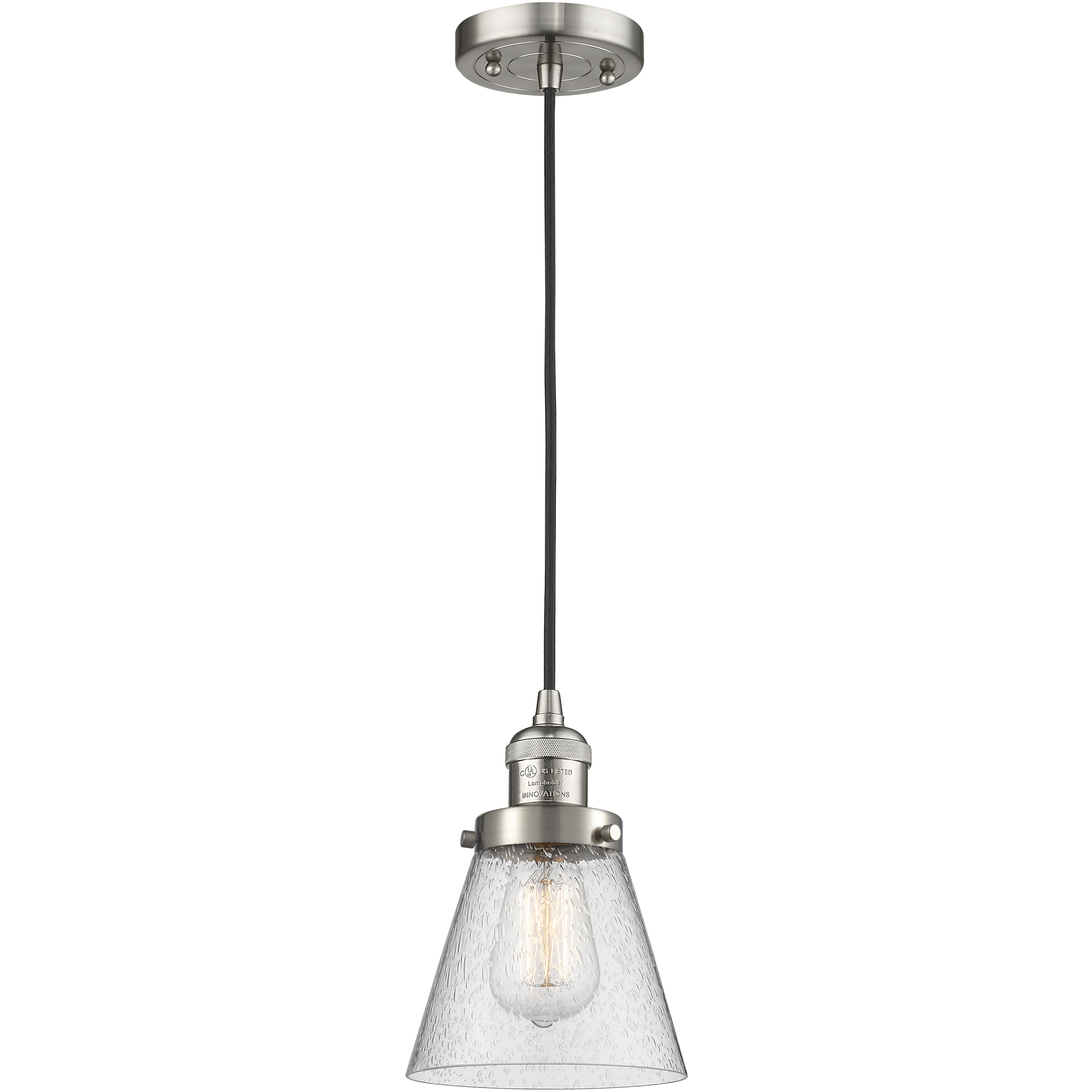 Franklin Restoration Cone 1 Light 6 inch Brushed Satin Nickel Mini Pendant Ceiling Light in Incandescent, Seedy, Franklin Restoration