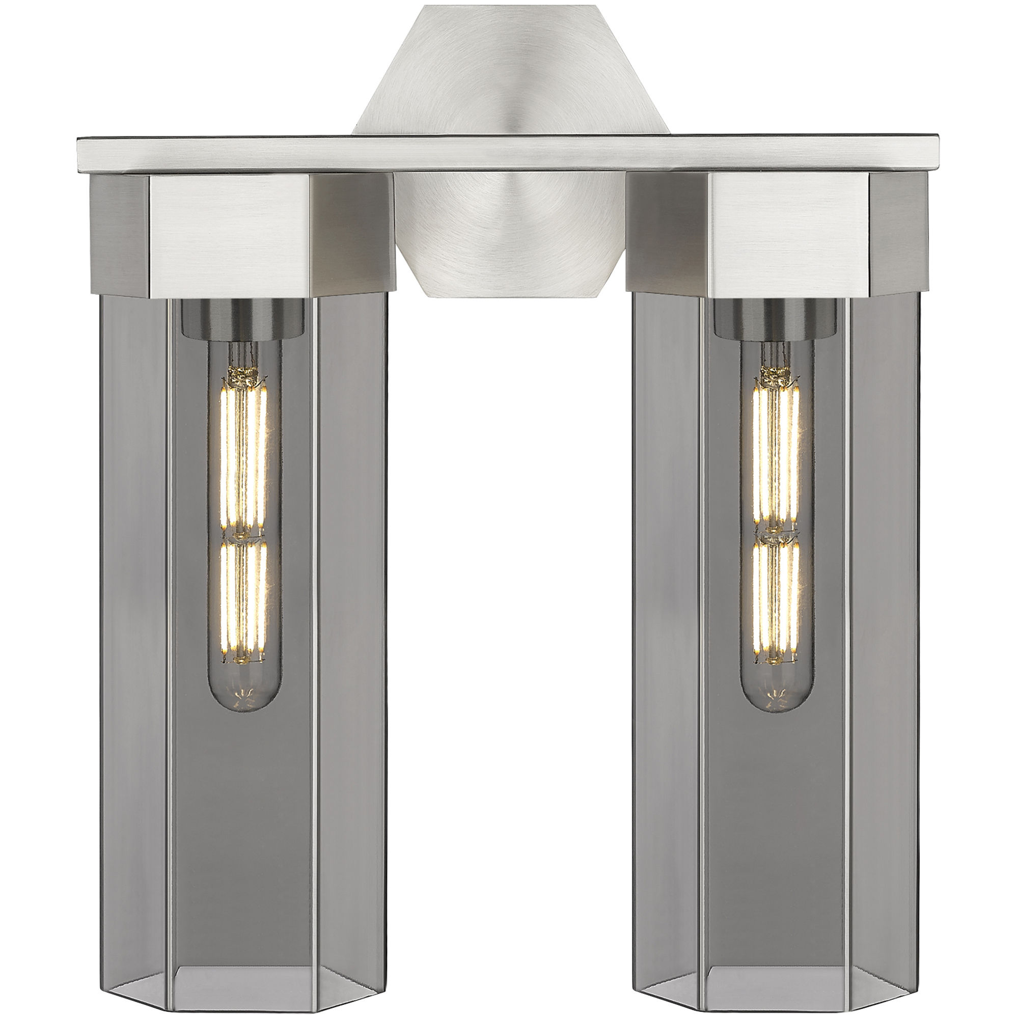 Claverack 2 Light 13.63 inch Satin Nickel Bath Vanity Light Wall Light in Plated Smoke Glass