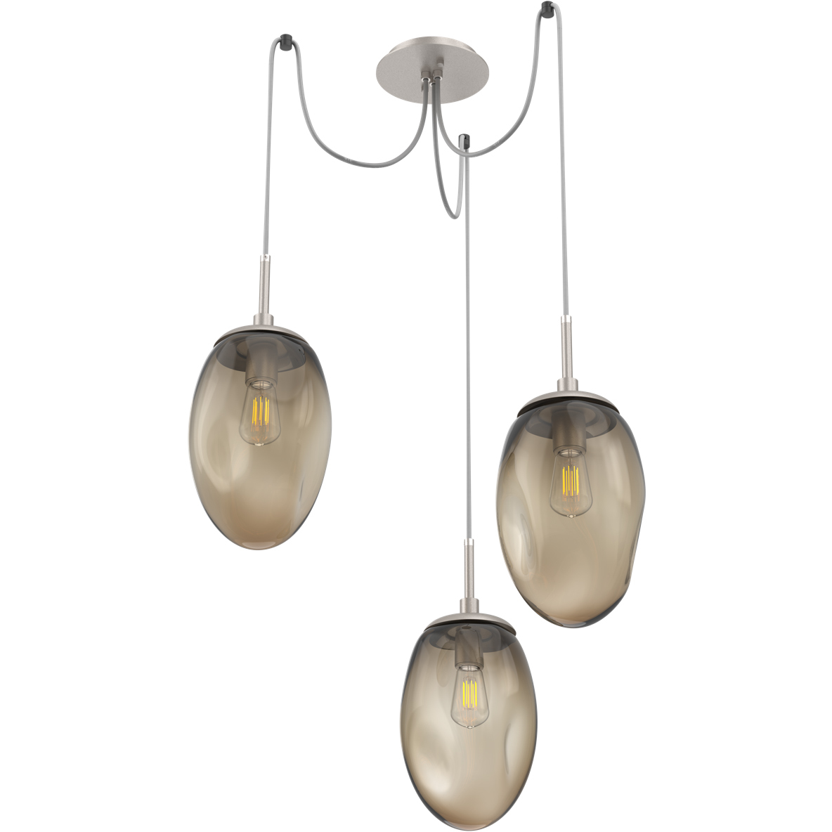 Meteo 3 Light 17 inch Metallic Beige Silver Swag Multi-Pendant Ceiling Light in Bronze