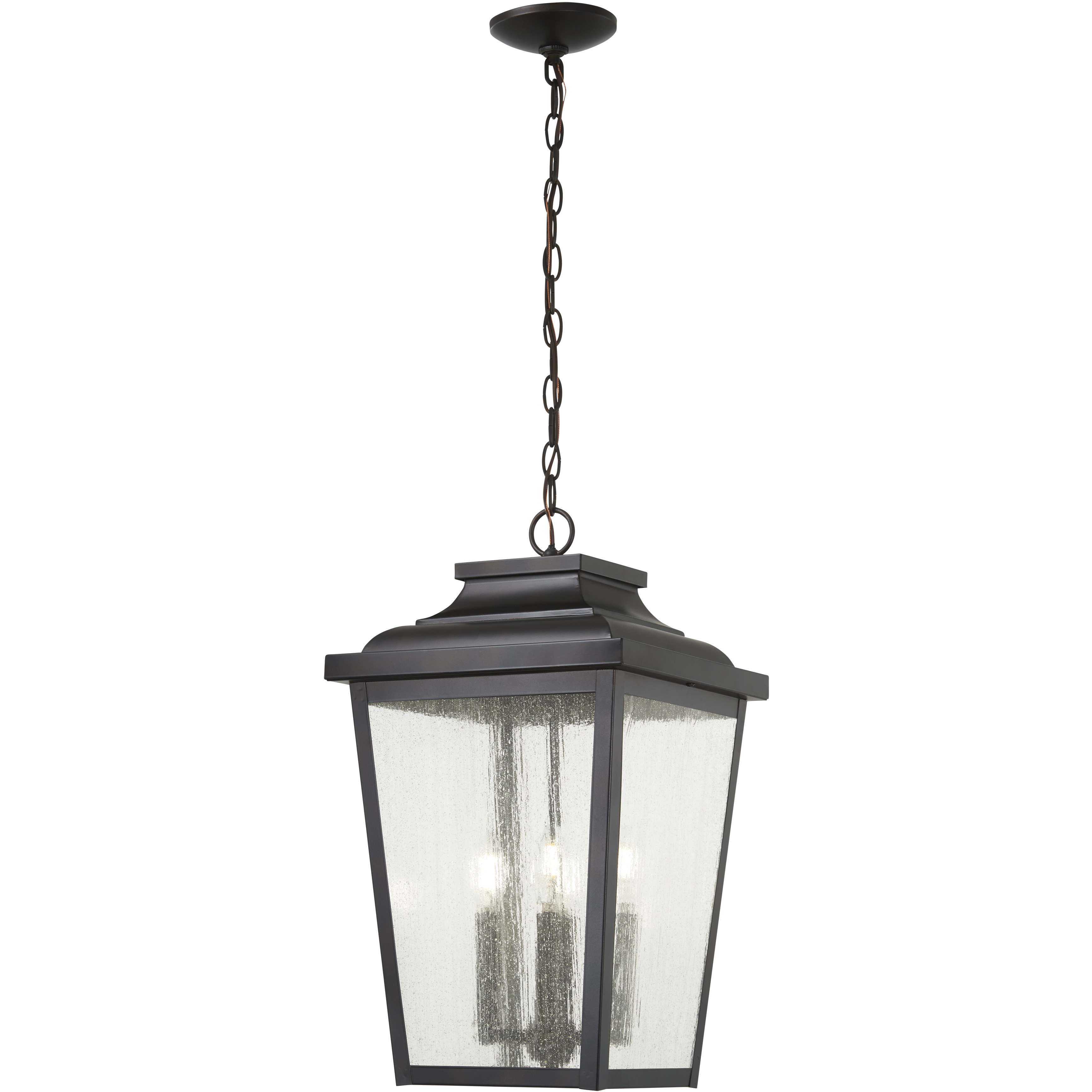 Irvington Manor 4 Light 12.5 inch Chelesa Bronze Outdoor Chain Hung Lantern in Incandescent, Clear Seeded Glass, The Great Outdoors