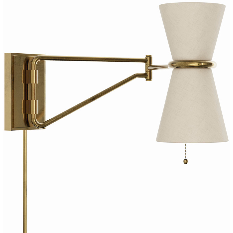 Gable 27.75 inch 40 watt Antique Natural Brass Swing Arm Wall Sconce Wall Light in Oyster