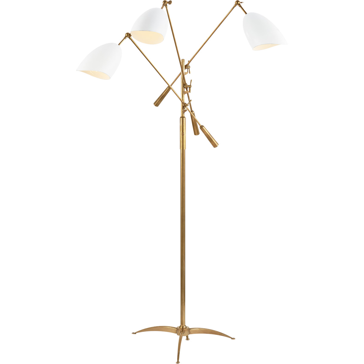 AERIN Sommerard 60 inch 60 watt Hand-Rubbed Antique Brass and White Triple Arm Floor Lamp Portable Light