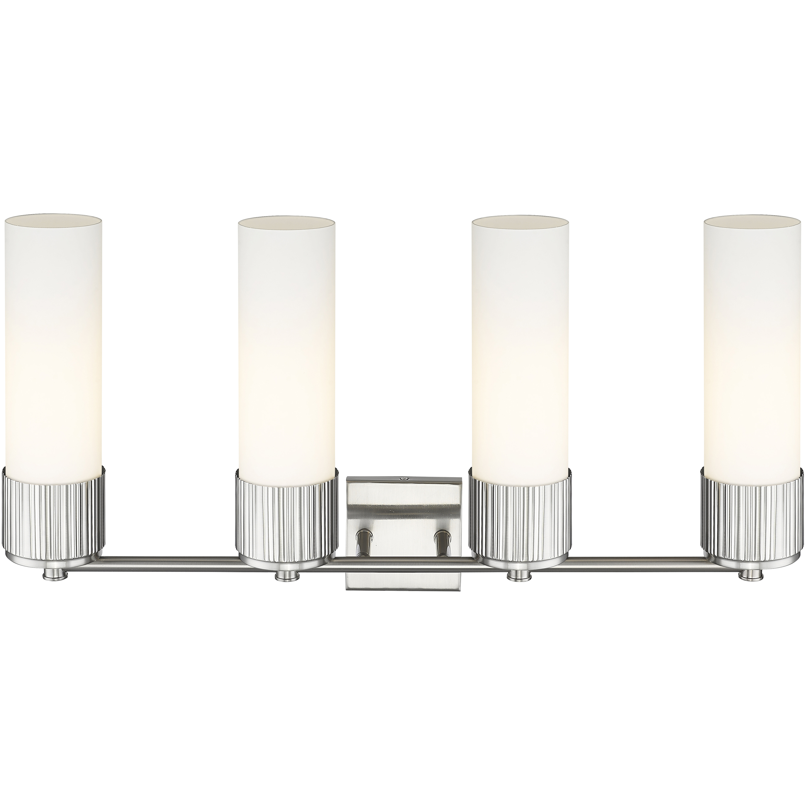 Bolivar 4 Light 31 inch Satin Nickel Bath Vanity Light Wall Light in Matte White Glass
