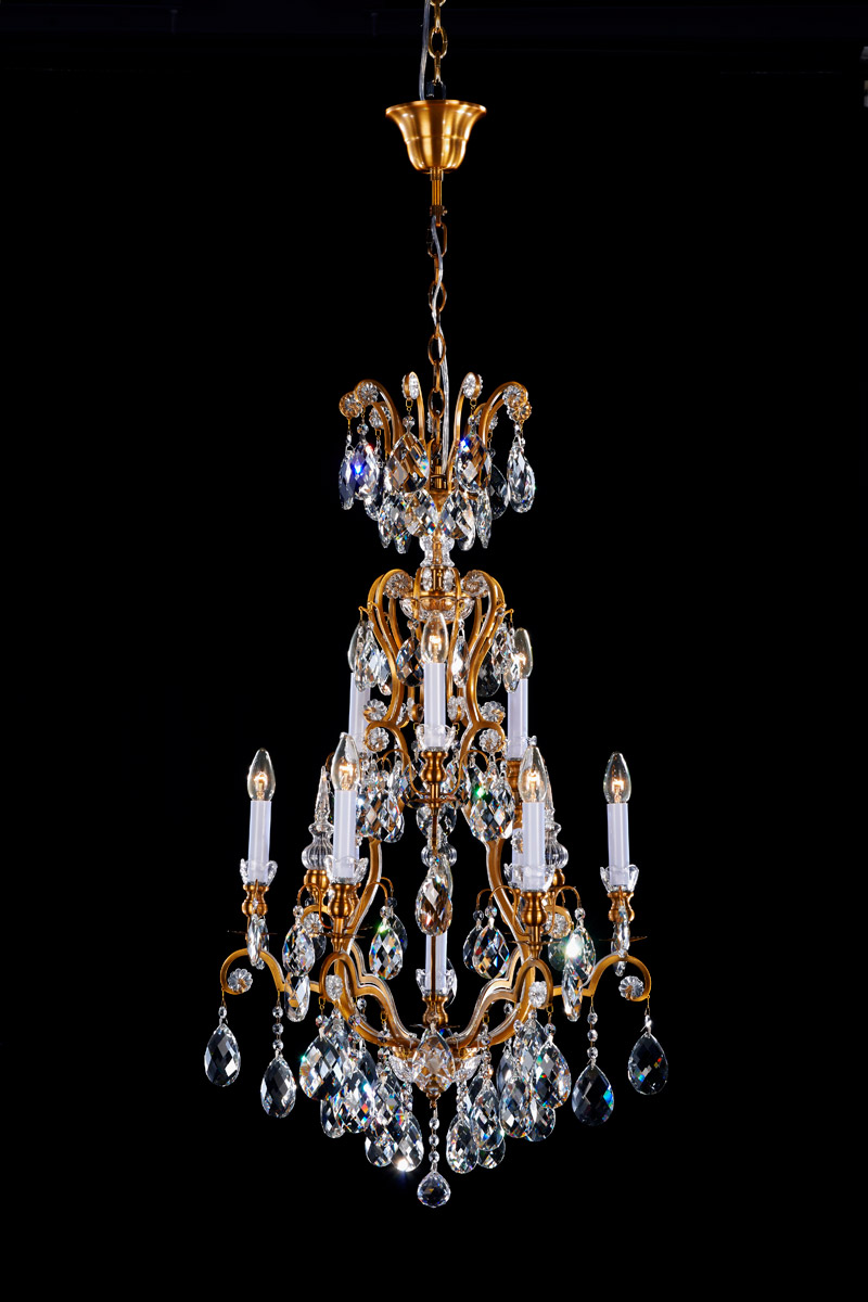 Bet Series 10 Light 20.5 inch Antique Brass Chandelier Ceiling Light, Gold Frame