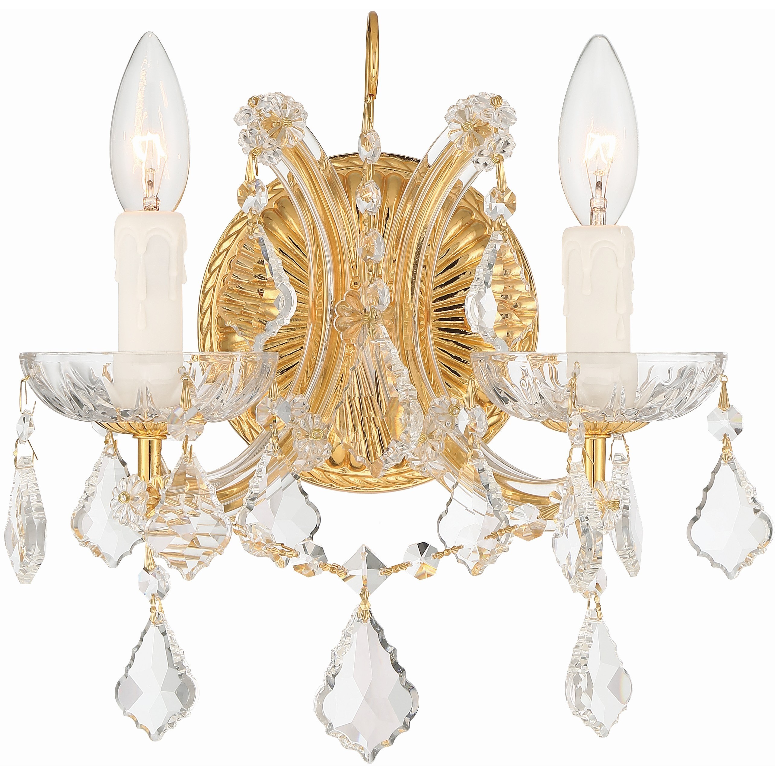 Maria Theresa Sconce Wall Light in Clear Hand Cut, Gold