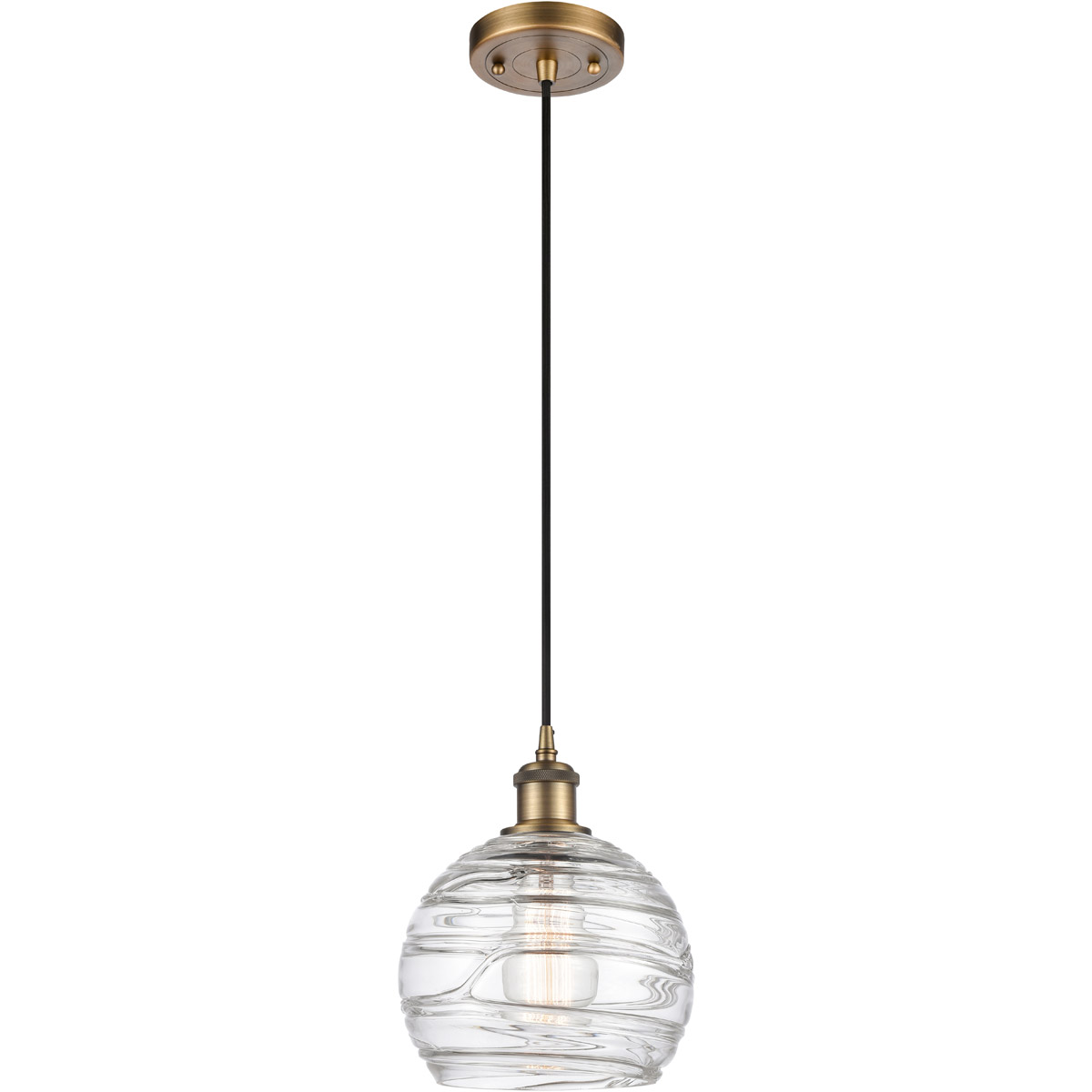 Ballston Deco Swirl 1 Light 8 inch Brushed Brass Mini Pendant Ceiling Light, Ballston
