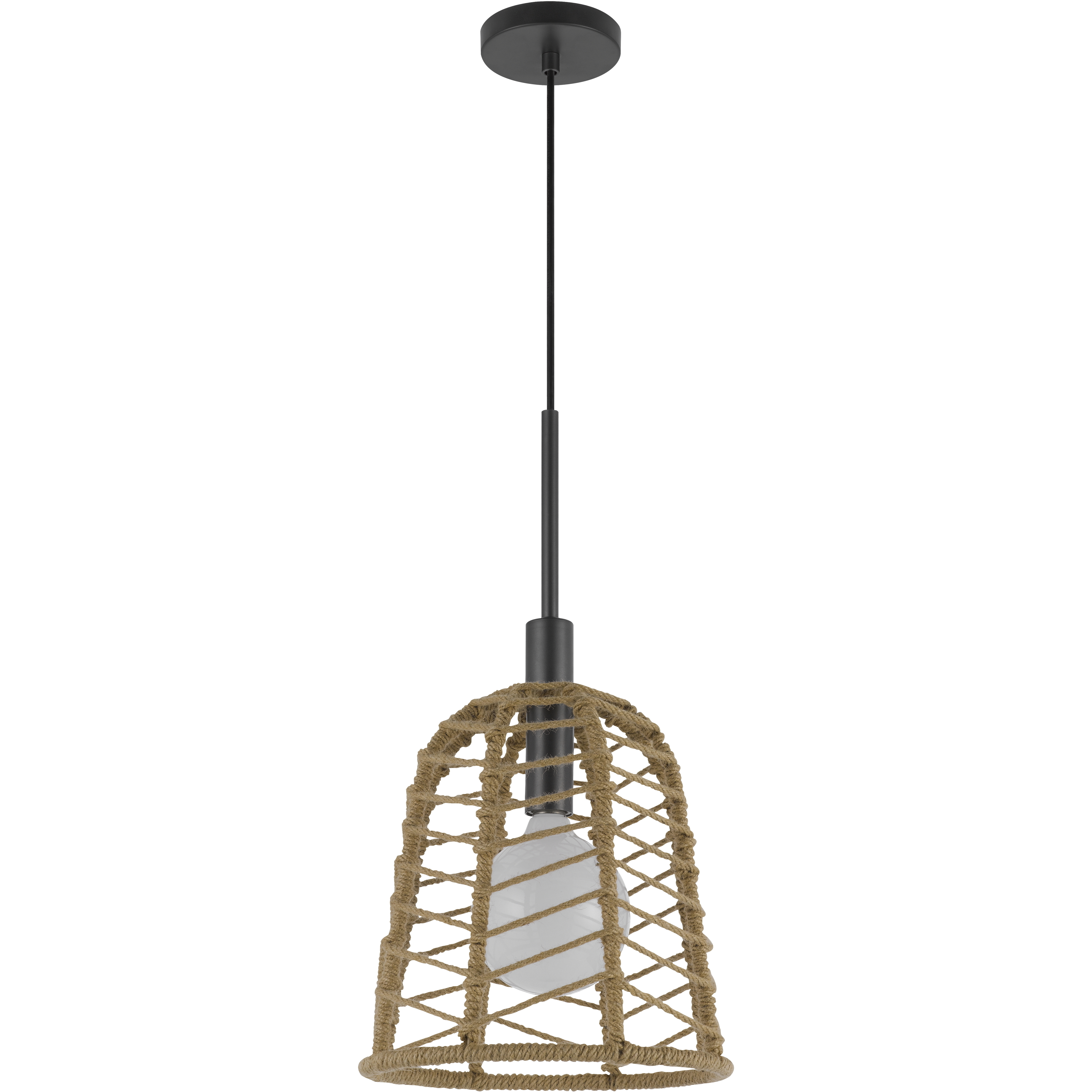 Parkton 1 Light 11 inch Burlap and Black Pendant Ceiling Light, Mini Light Design