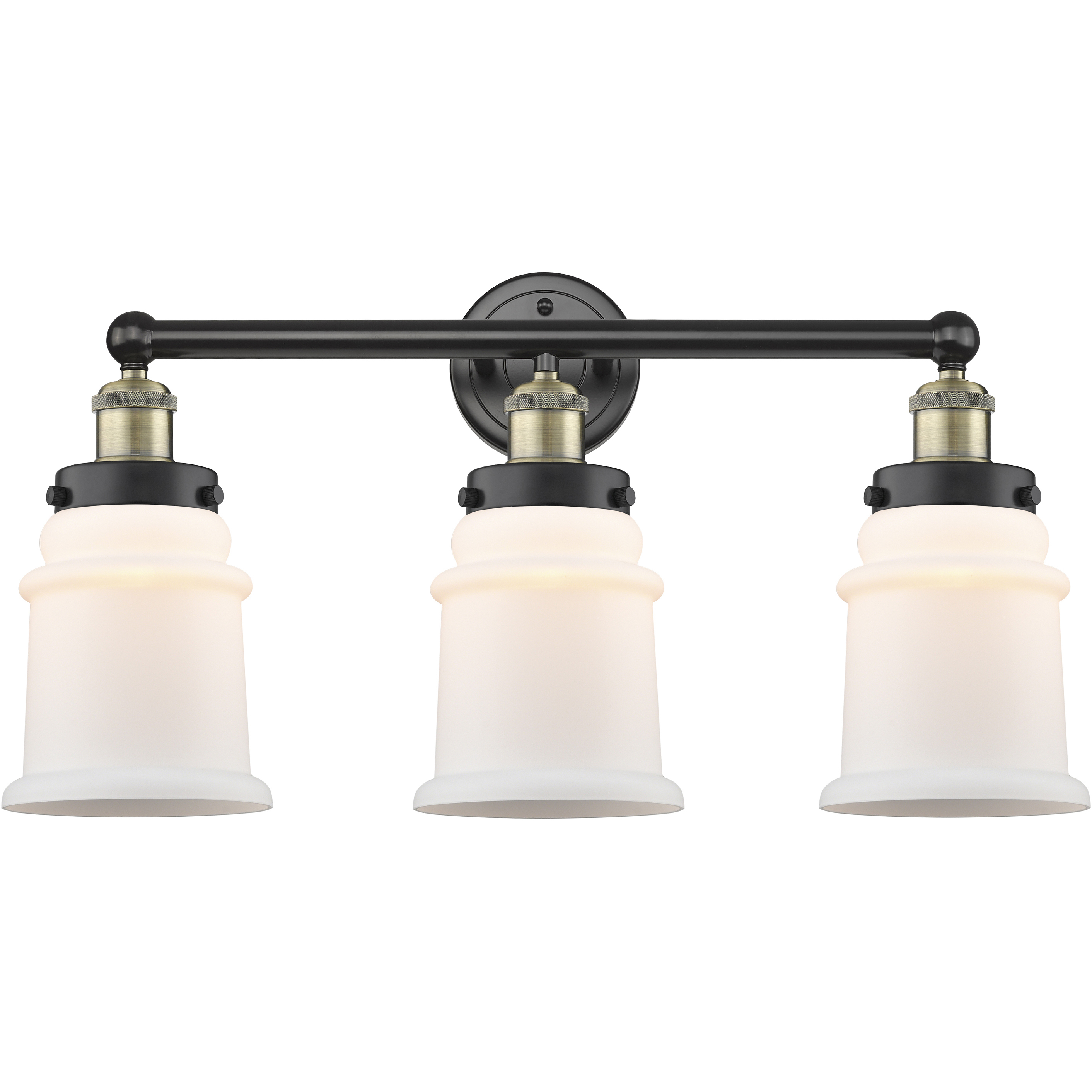 Canton 3 Light 24 inch Black Antique Brass Bath Vanity Light Wall Light in Matte White