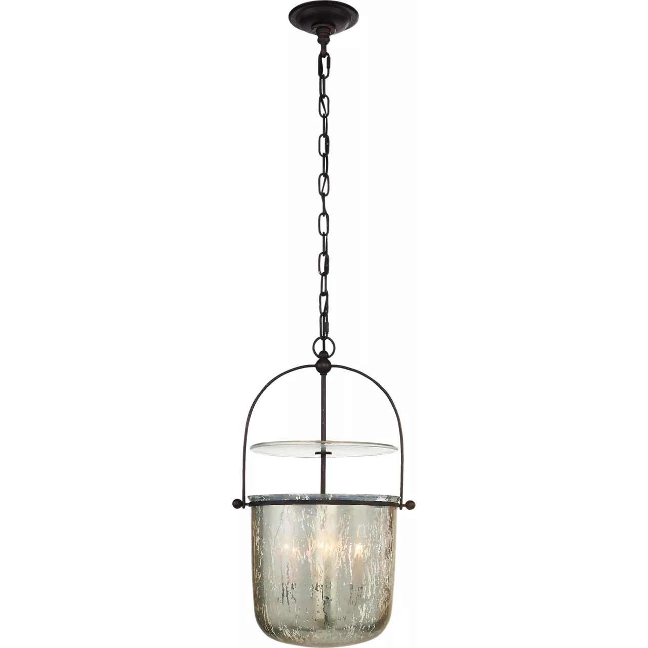 Chapman & Myers Lorford 4 Light 14 inch Aged Iron Lantern Pendant Ceiling Light in Mercury Glass, Small