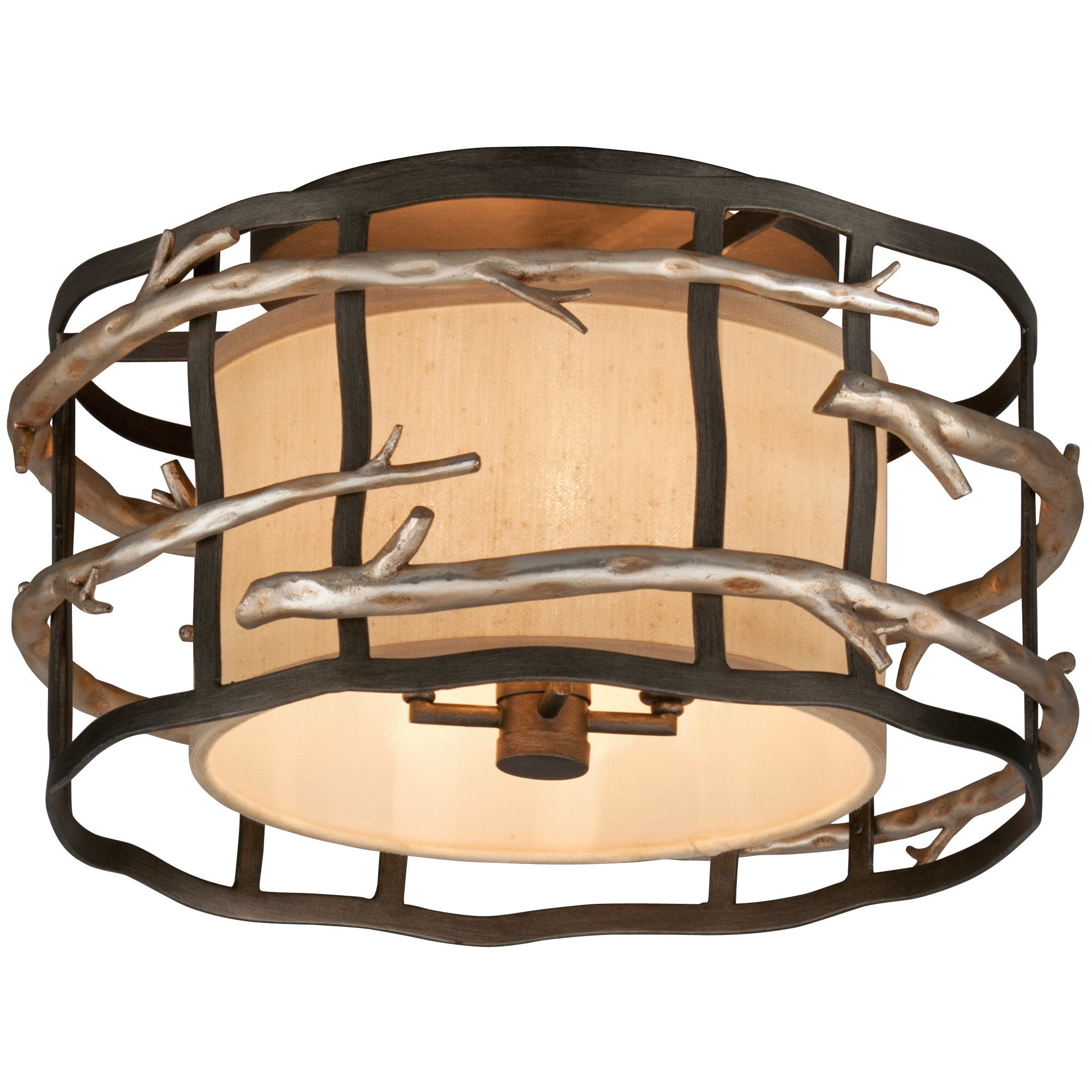 Adirondack 4 Light 18 inch Graphite And Silver Leaf Flush Mount Ceiling Light