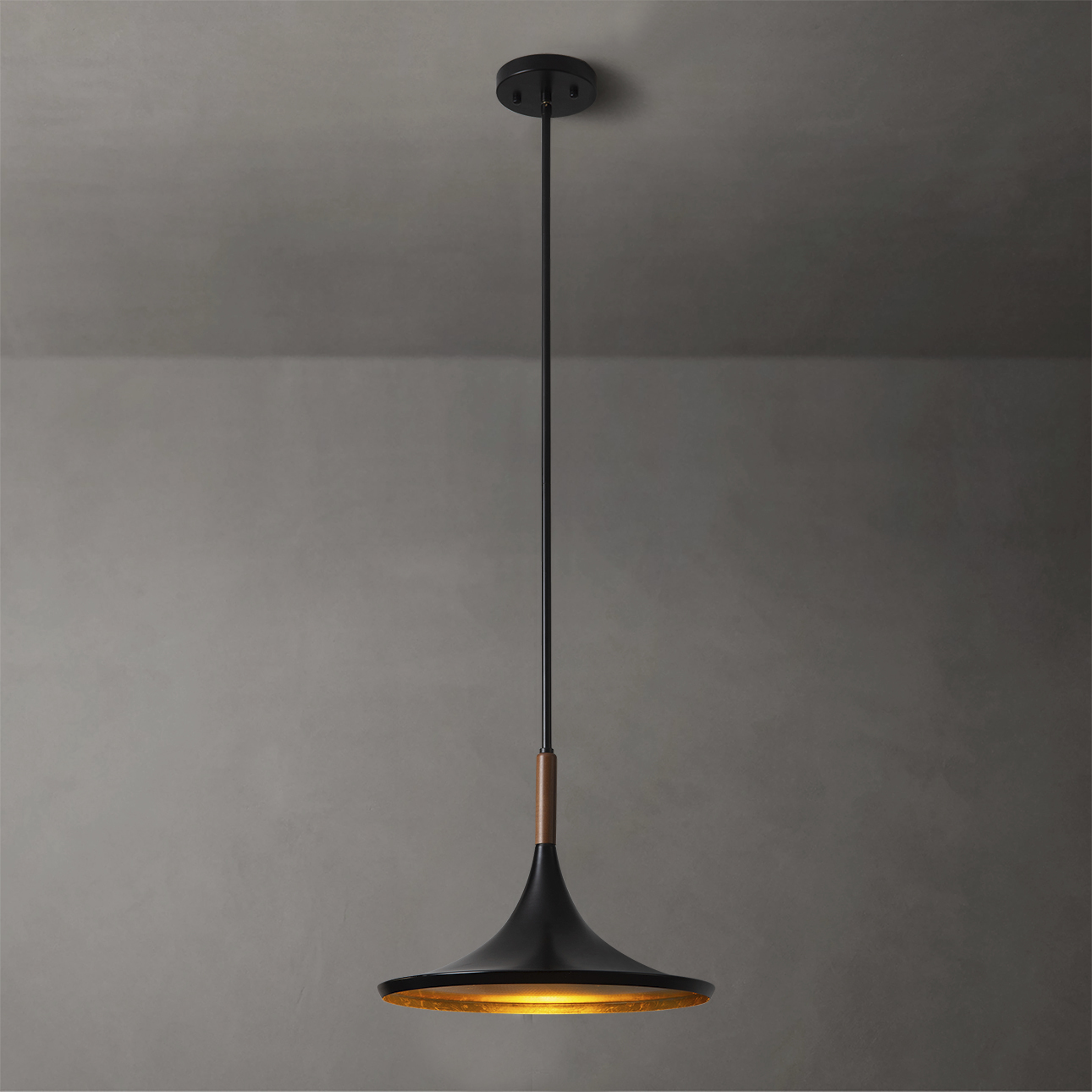 Lodi 1 Light 14.2 inch Matte Black and Walnut Pendant Ceiling Light