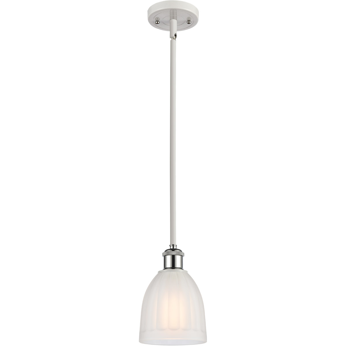 Ballston Brookfield 1 Light 6 inch White and Polished Chrome Pendant Ceiling Light in White Glass, Ballston