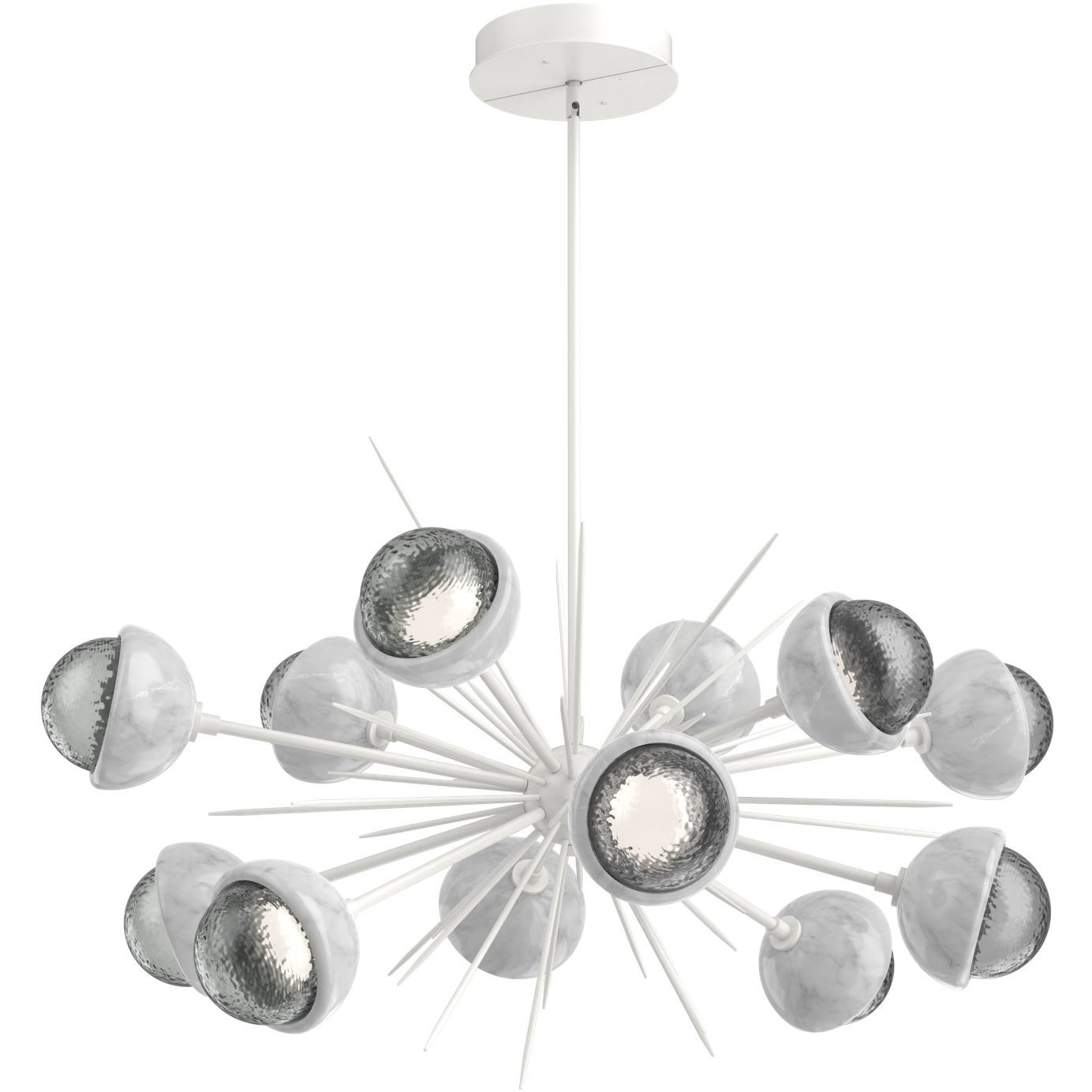 Cabochon LED 40.5 inch Salt White with White Marble Chandelier Ceiling Light in 3000K LED, Smoke, Startburst