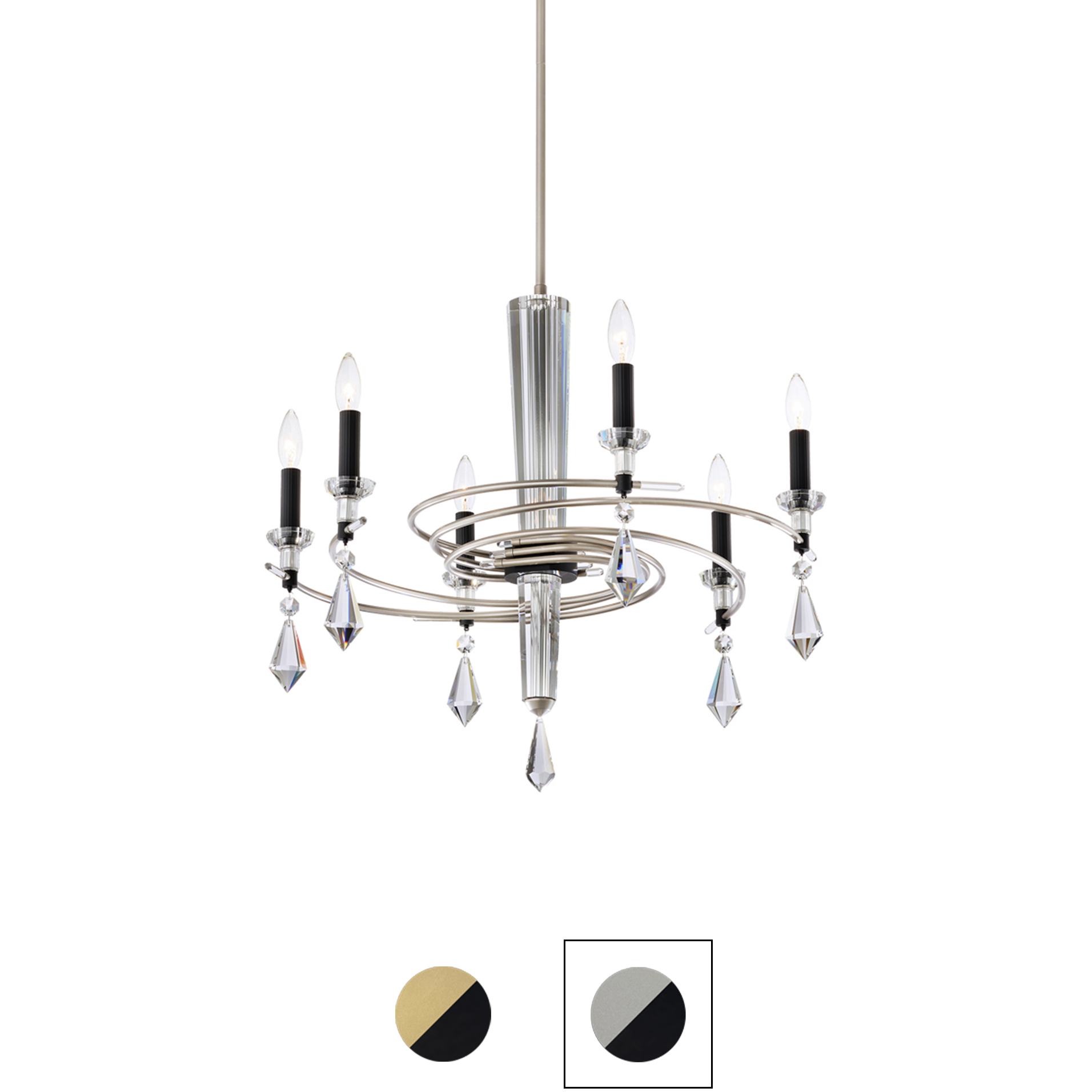 Signature Tempest 6 Light 28.5 inch Soft Gold/Black Chandelier Ceiling Light