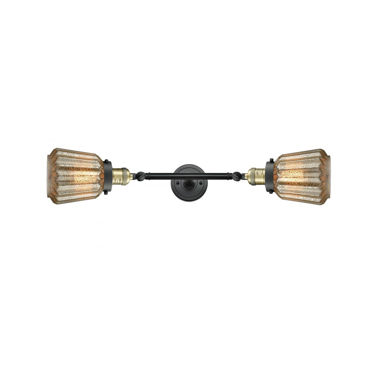 Franklin Restoration Chatham 2 Light 6 inch Black Antique Brass Bath Vanity Light Wall Light in Mercury Glass, Franklin Restoration