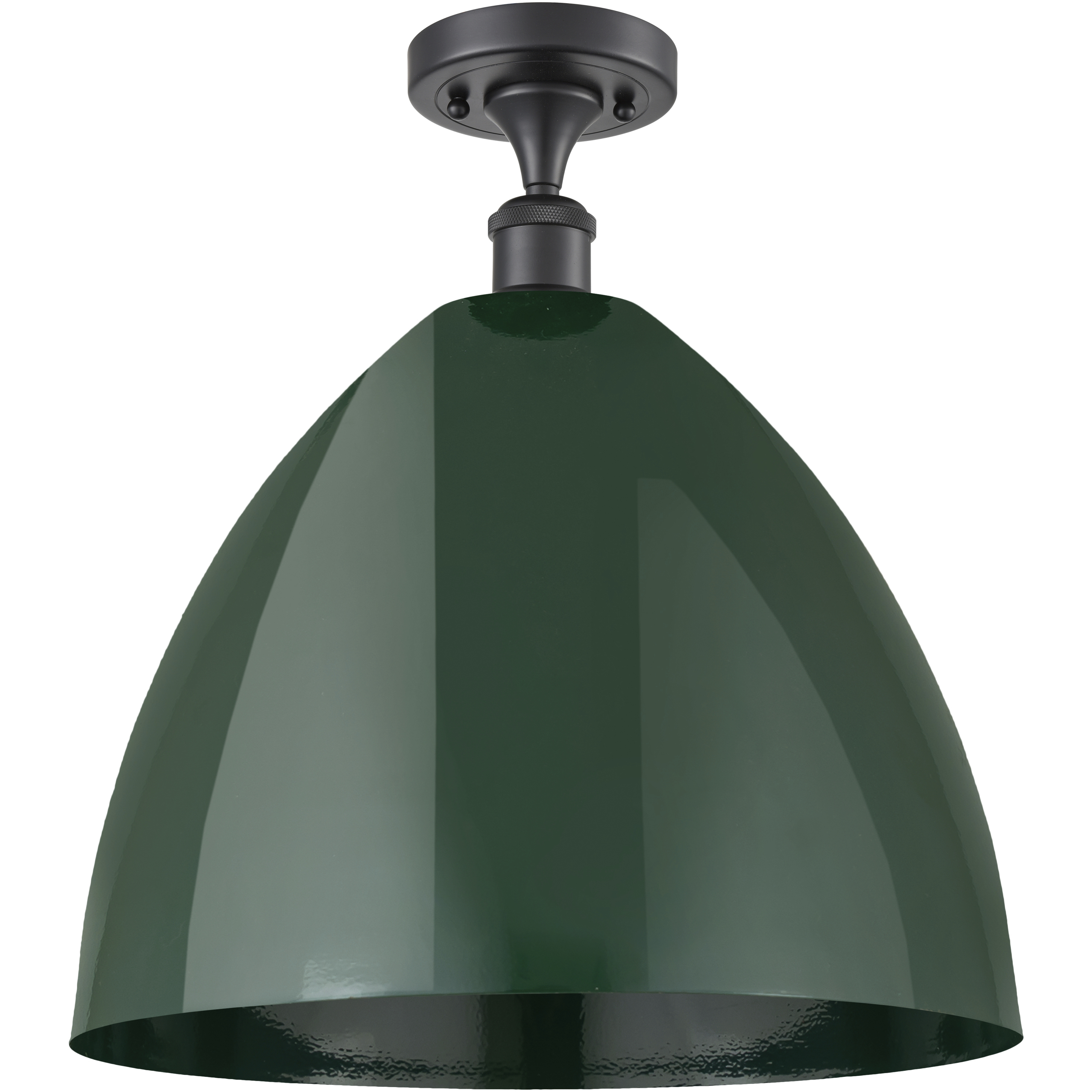 Edison Plymouth Dome 1 Light 16 inch Matte Black Semi-Flush Mount Ceiling Light in Green