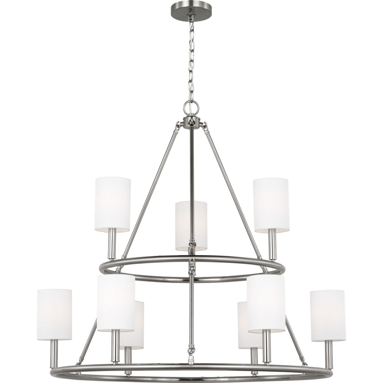 Drew & Jonathan Egmont 9 Light 36 inch Brushed Steel Chandelier Ceiling Light