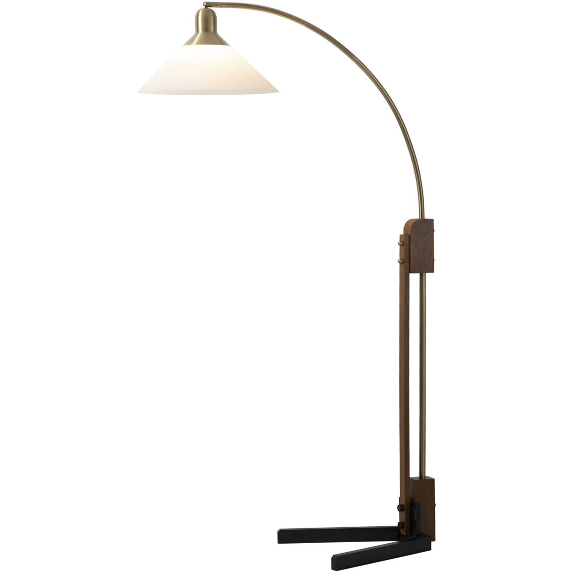 Melmar 60 inch 9 watt Walnut and Weathered Brass with Black Arc Floor Lamp Portable Light