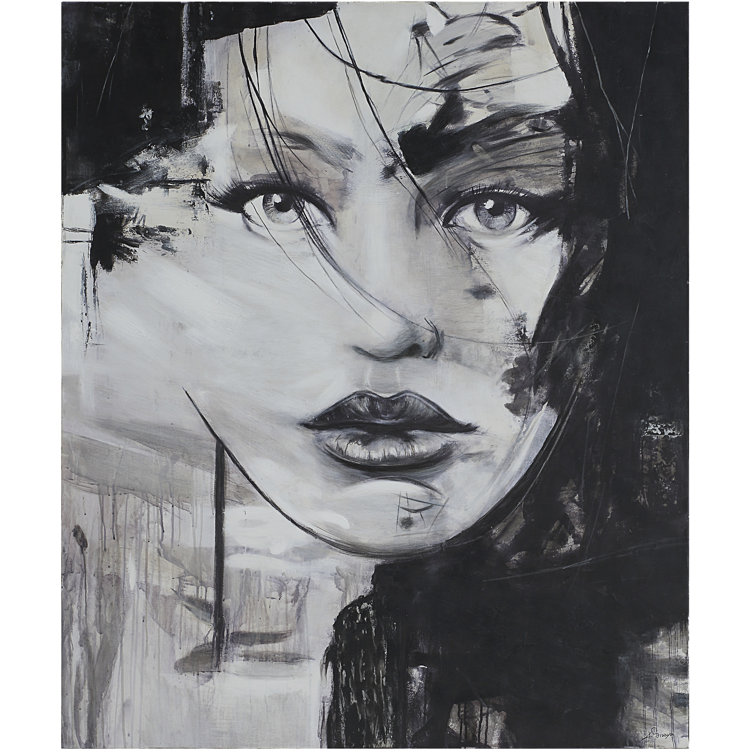 Chrysantine Black and White Canvas Art