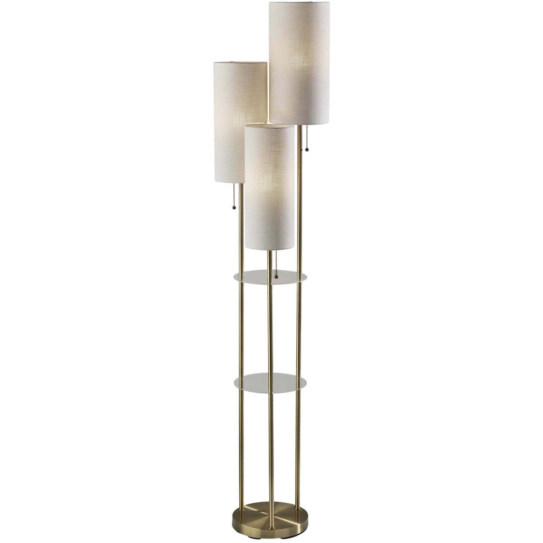 Trio 68 inch 120.00 watt Antique Brass Shelf Floor Lamp Portable Light