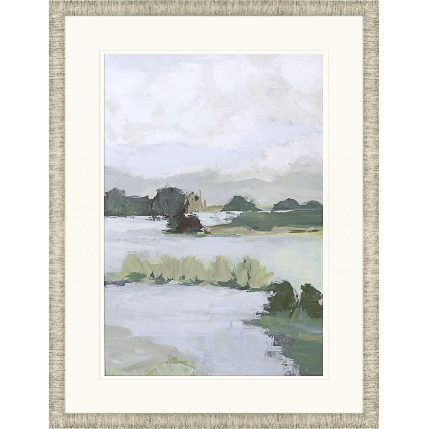 Here Comes the Sun Green and Neutral and White Framed Art
