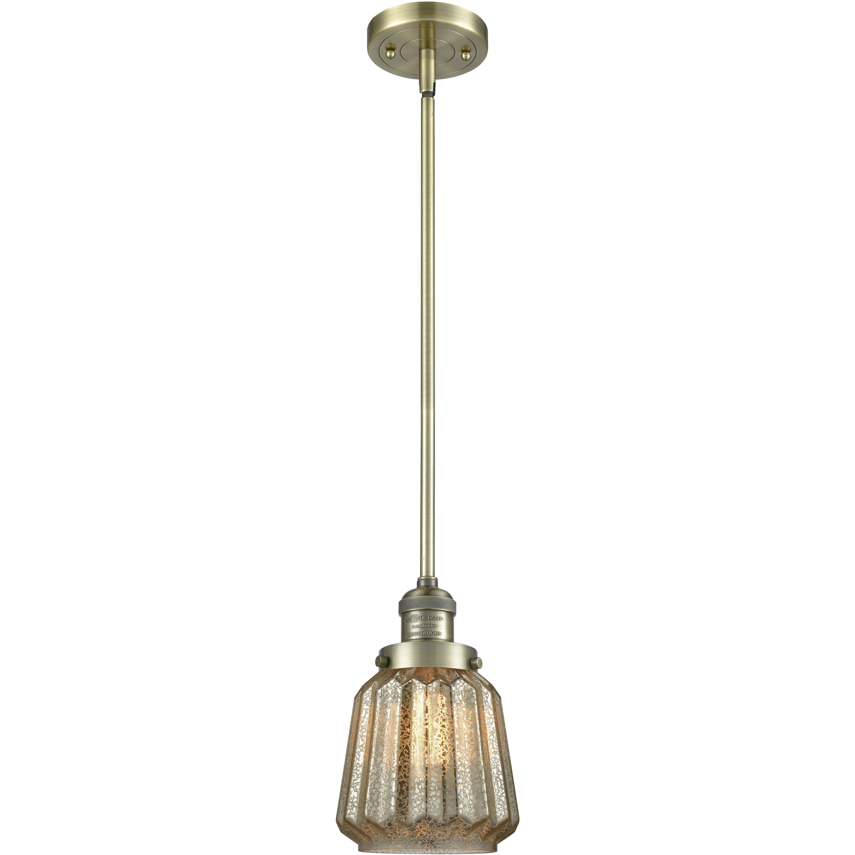 Franklin Restoration Chatham LED 6 inch Antique Brass Mini Pendant Ceiling Light in Mercury, Franklin Restoration