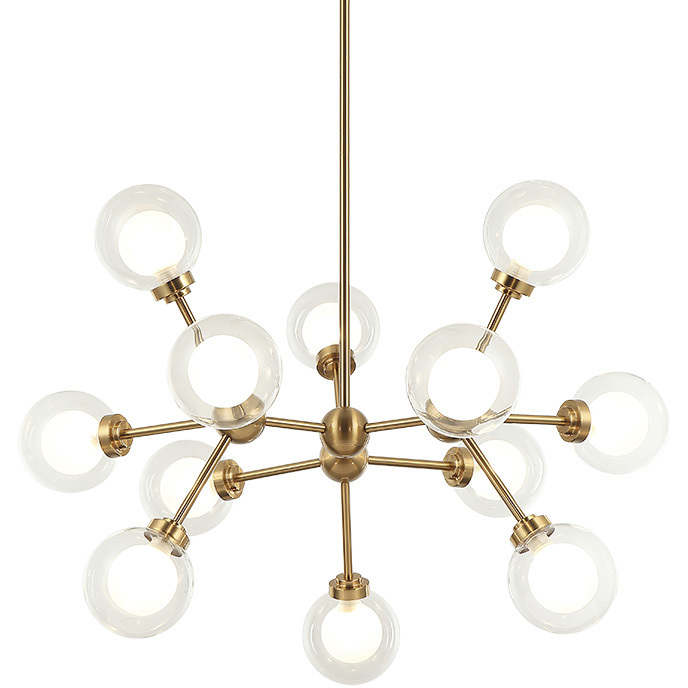 Solaris 12 Light 28.5 inch Aged Gold Brass Pendant Ceiling Light