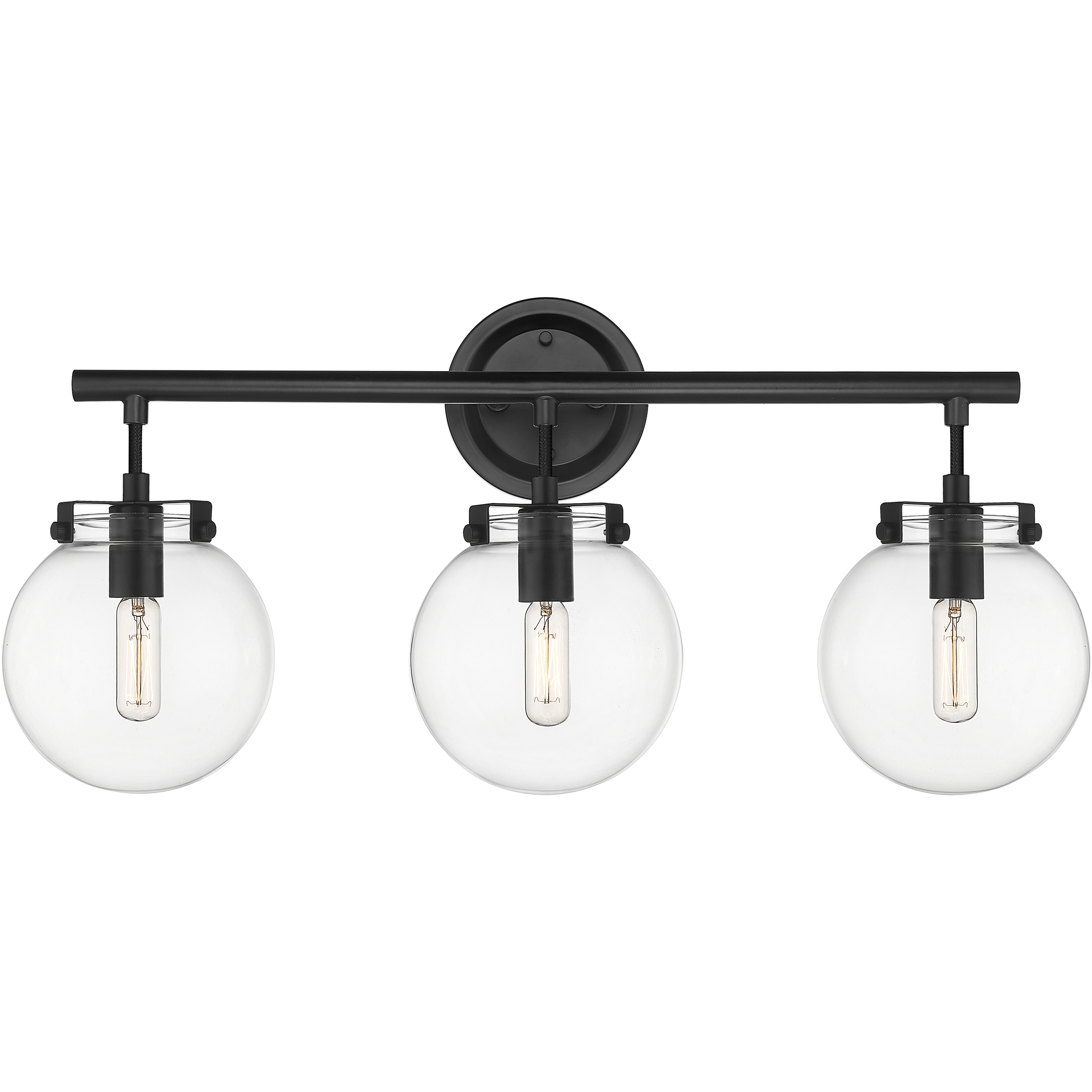 Auralume Span LED 24.88 inch Matte Black and Clear Bath Vanity Light Wall Light