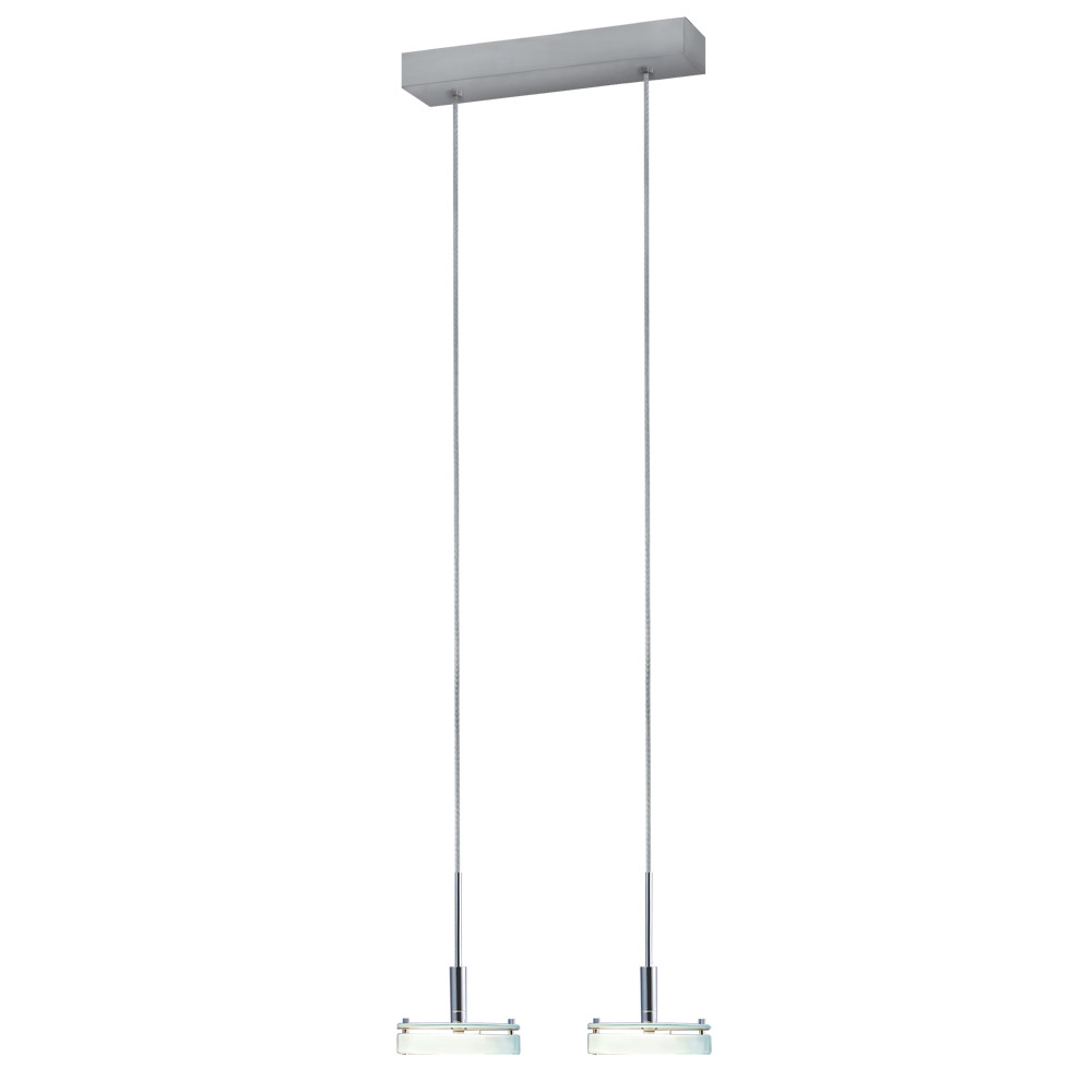 Discus 2 Light Satin Nickel Pendant Ceiling Light