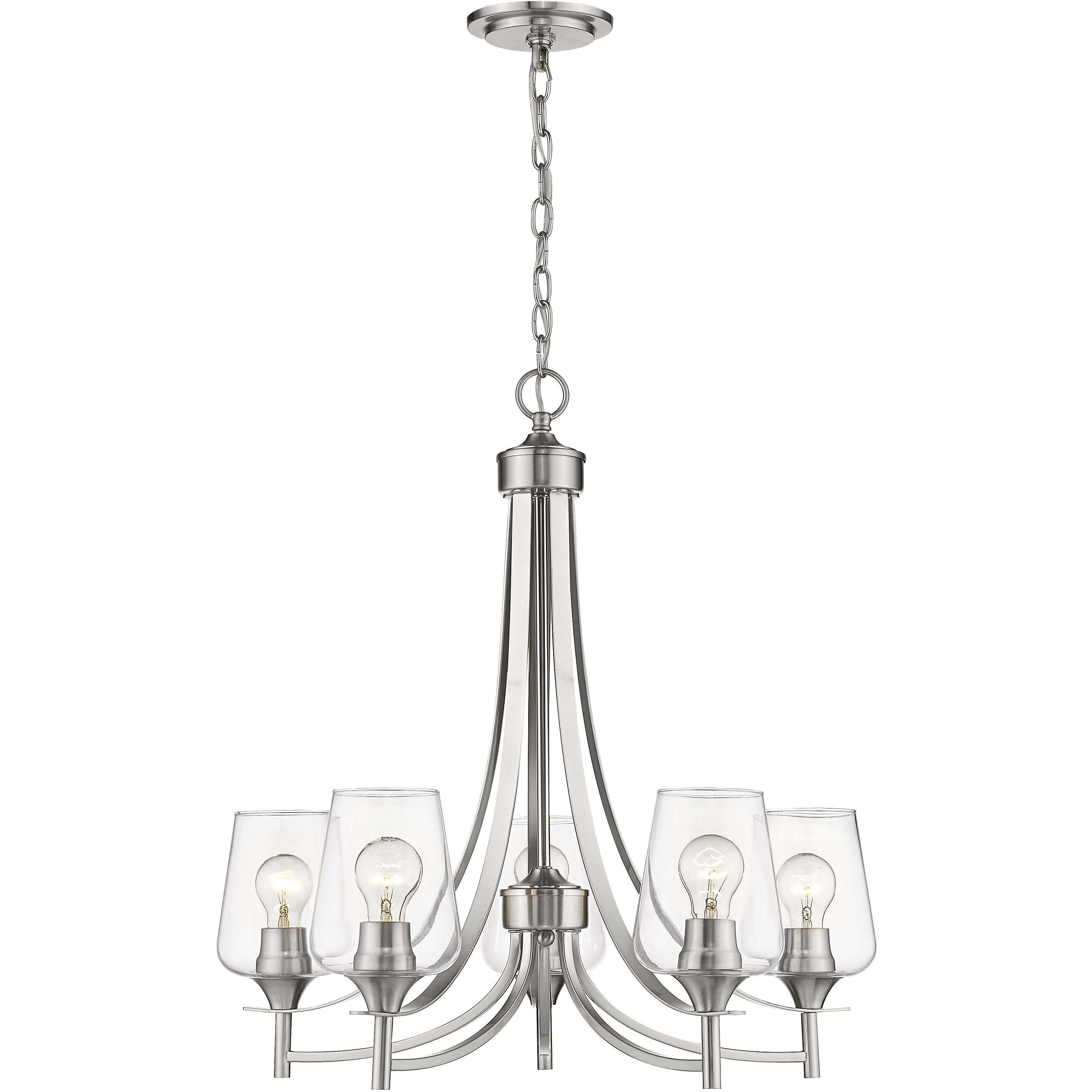 Joliet 5 Light 25 inch Brushed Nickel Chandelier Ceiling Light
