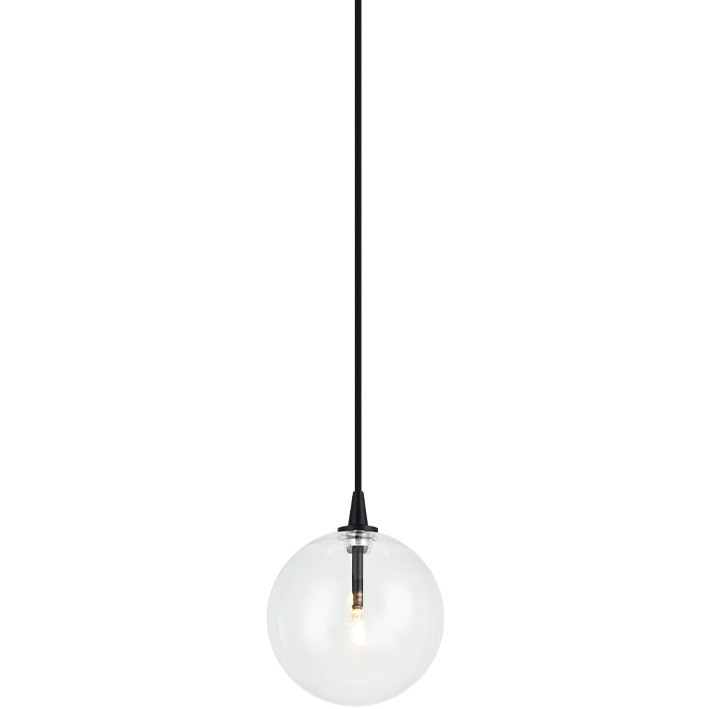 Bolha 1 Light 5.88 inch Black Pendant Ceiling Light in Black and Clear