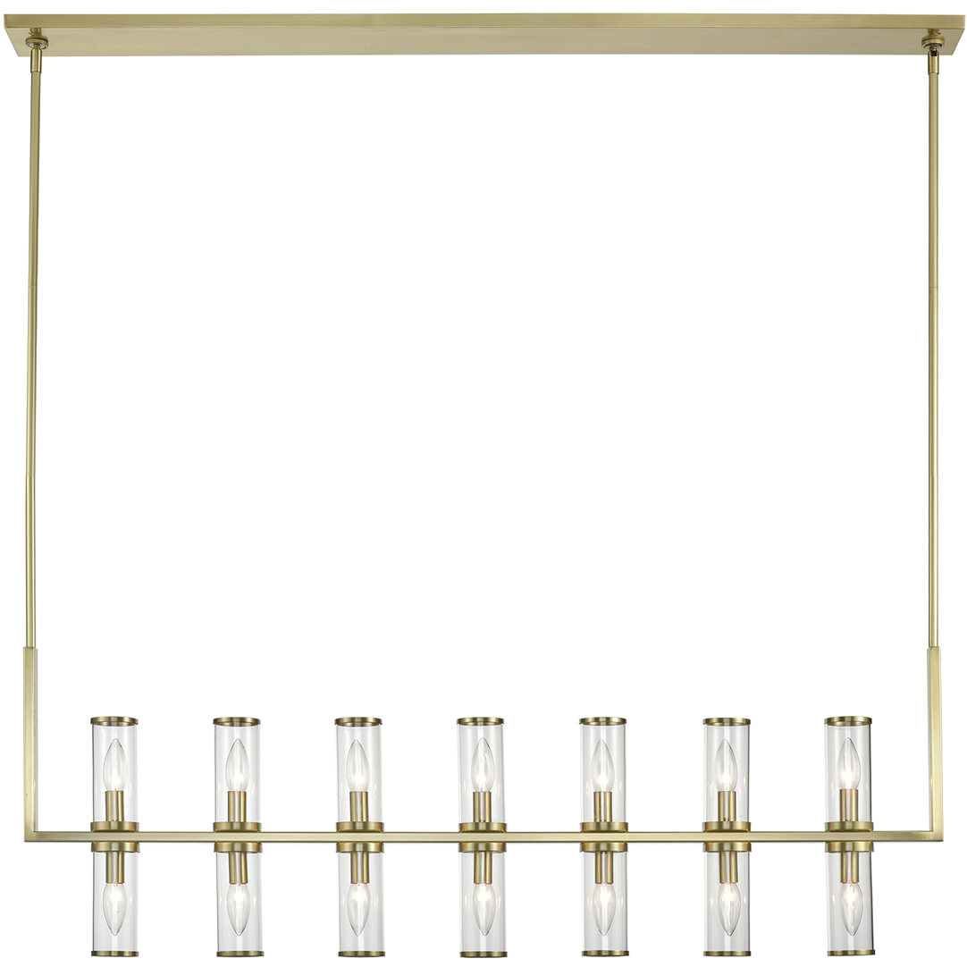 Revolve 14 Light 47.25 inch Clear Glass/Natural Brass Linear Pendant Ceiling Light