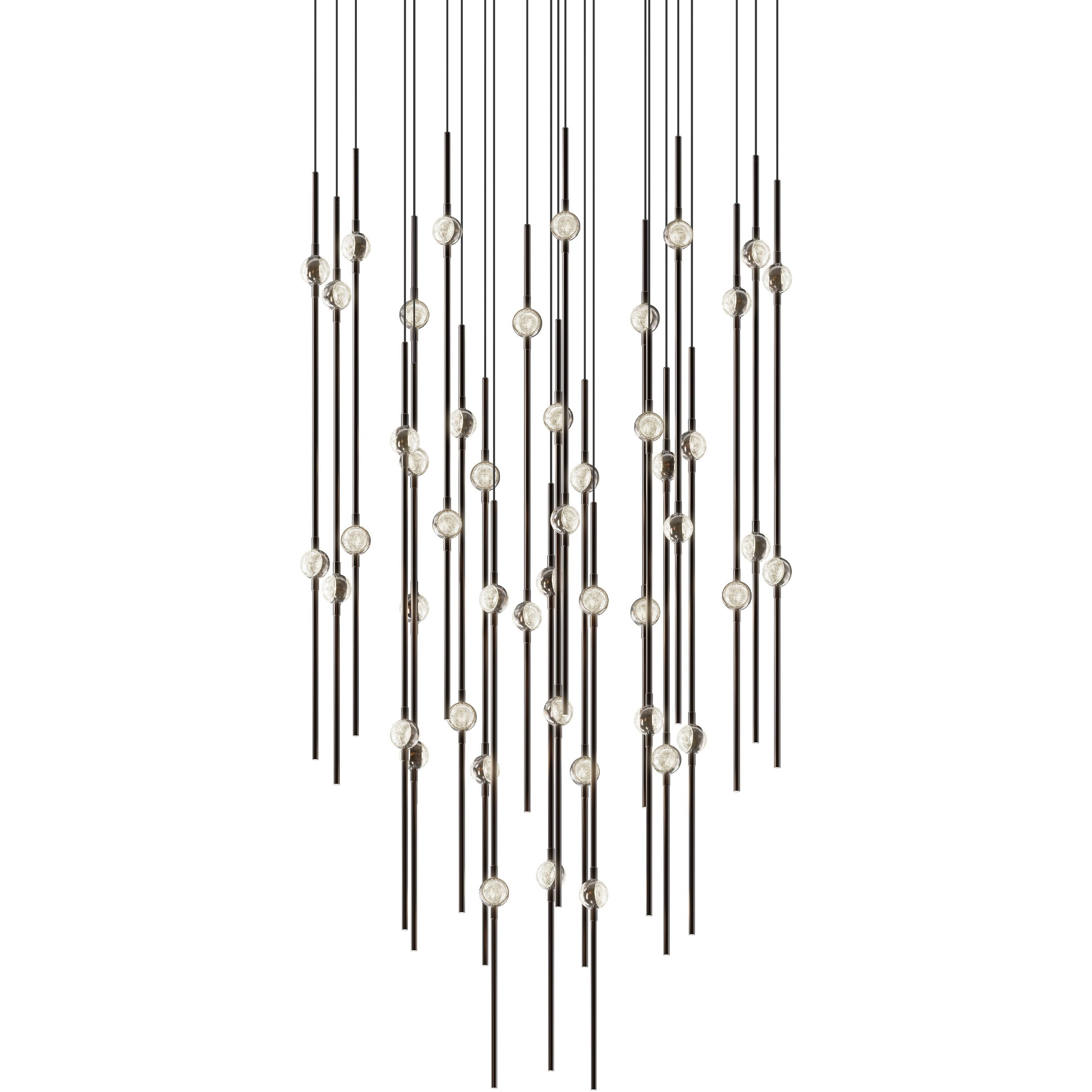 Constellation Aries LED 24.75 inch Espresso Black Pendant Ceiling Light in 2200K, Clear Faceted Acrylic, 10 FT. Cord