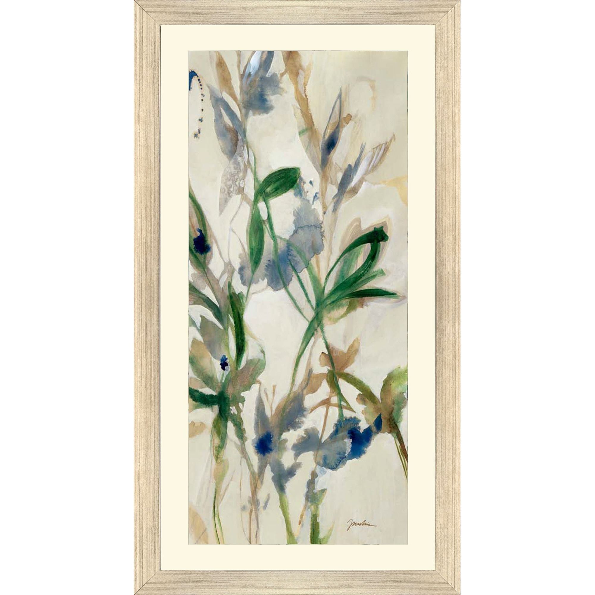 Wild Grasses Blue and Brown and Green and Multi Framed Art