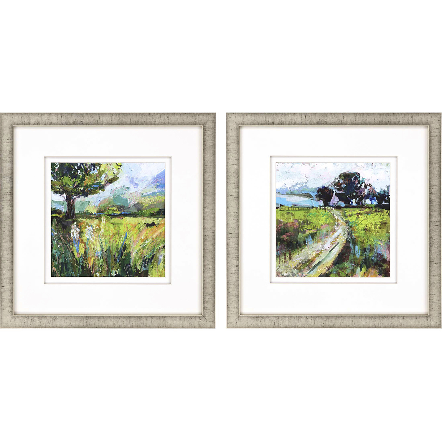 Scenic Green and Blue and White and Black Framed Art