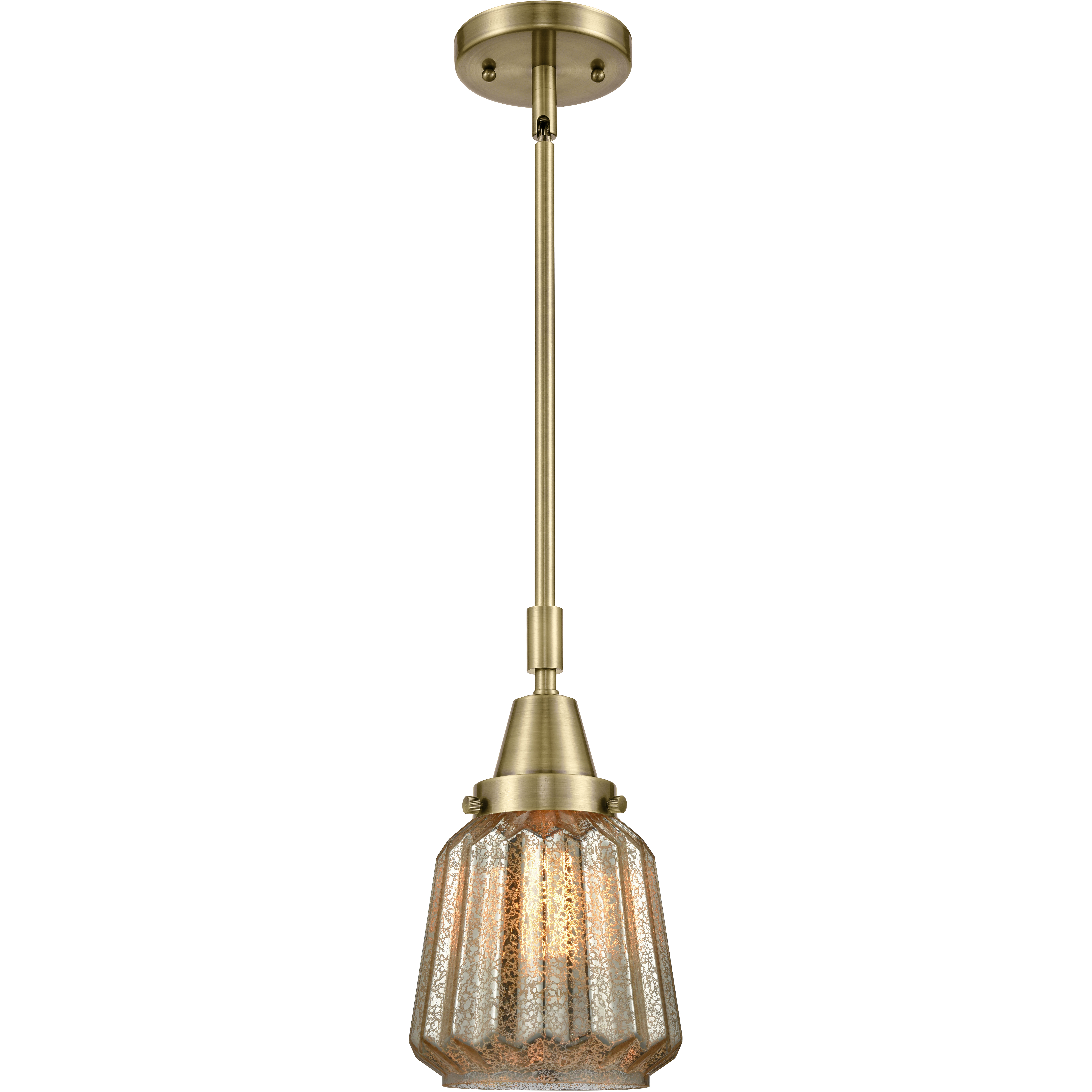 Franklin Restoration Chatham 1 Light 6 inch Antique Brass Mini Pendant Ceiling Light in Mercury Glass