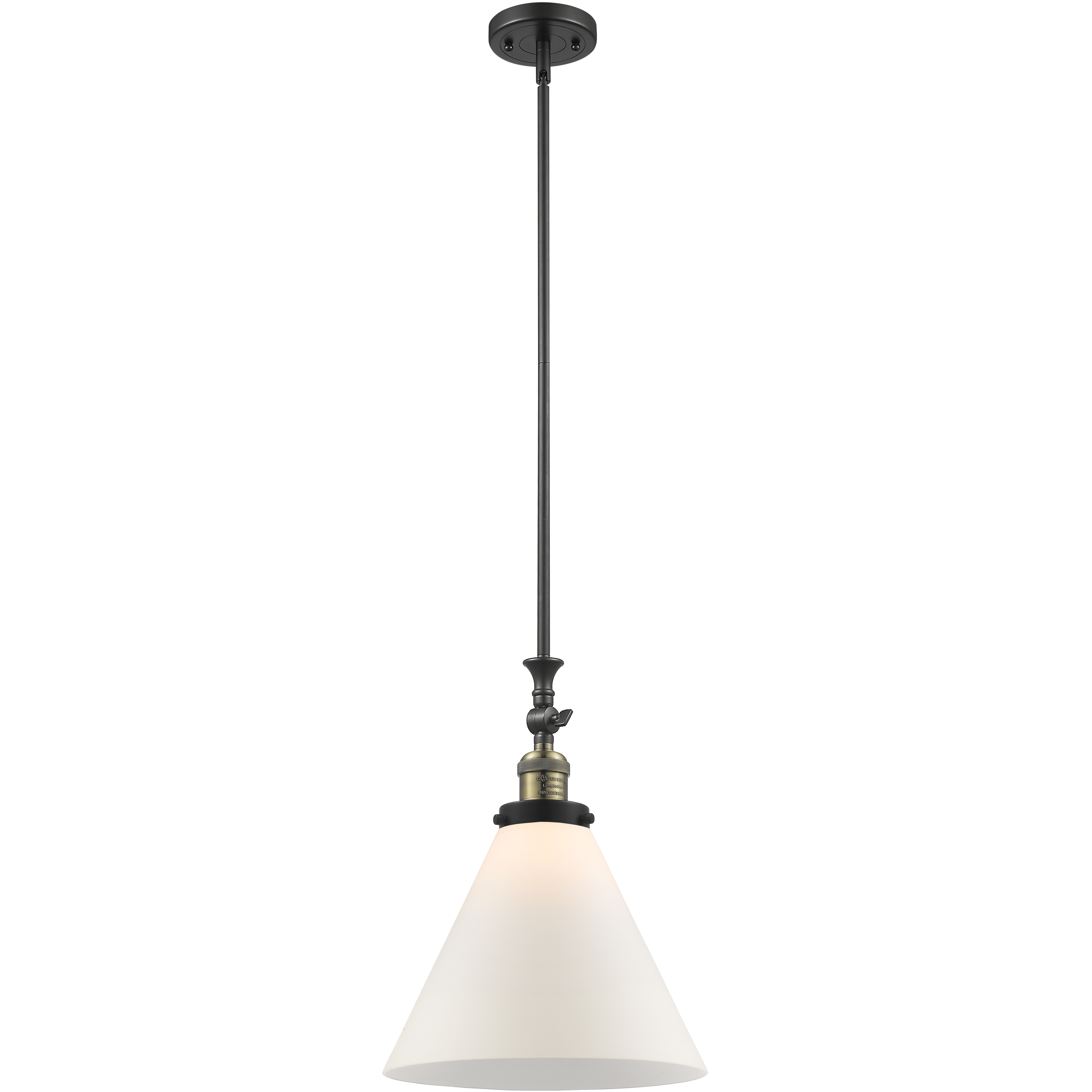 Franklin Restoration Cone LED 12 inch Black Antique Brass Mini Pendant Ceiling Light in Matte White, Franklin Restoration