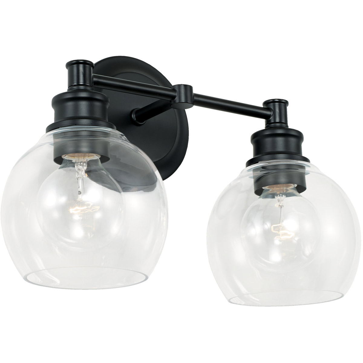 Mid Century 2 Light 14.5 inch Matte Black Vanity Light Wall Light