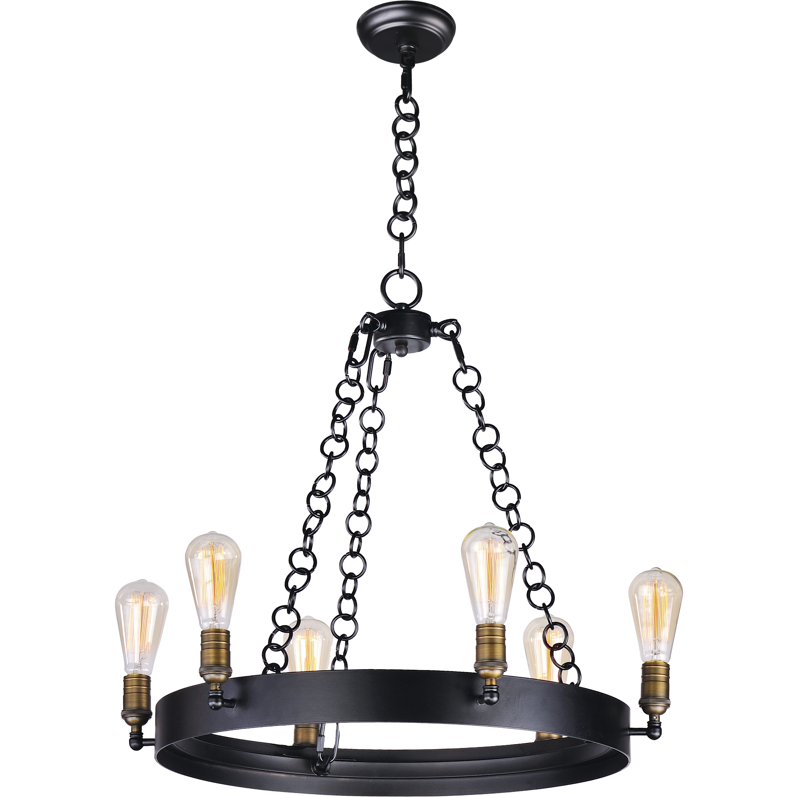 Noble 6 Light 26 inch Black and Natural Aged Brass Chandelier Ceiling Light in Medium Base