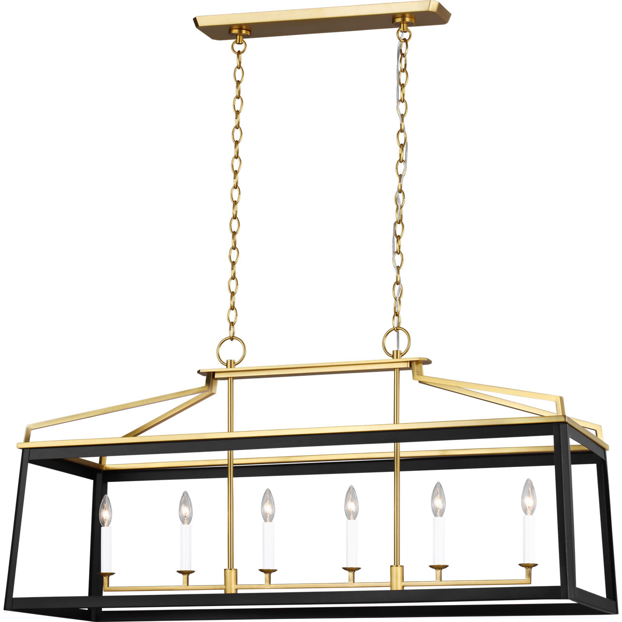 C&M by Chapman & Myers Carlow 6 Light 48.13 inch Midnight Black Linear Chandelier Ceiling Light in Midnight Black / Burnished Brass