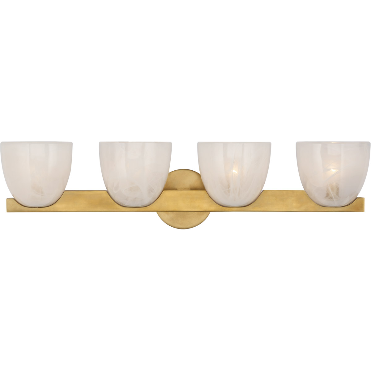 AERIN Carola LED 30 inch Hand-Rubbed Antique Brass Bath Sconce Wall Light in White Strie Glass
