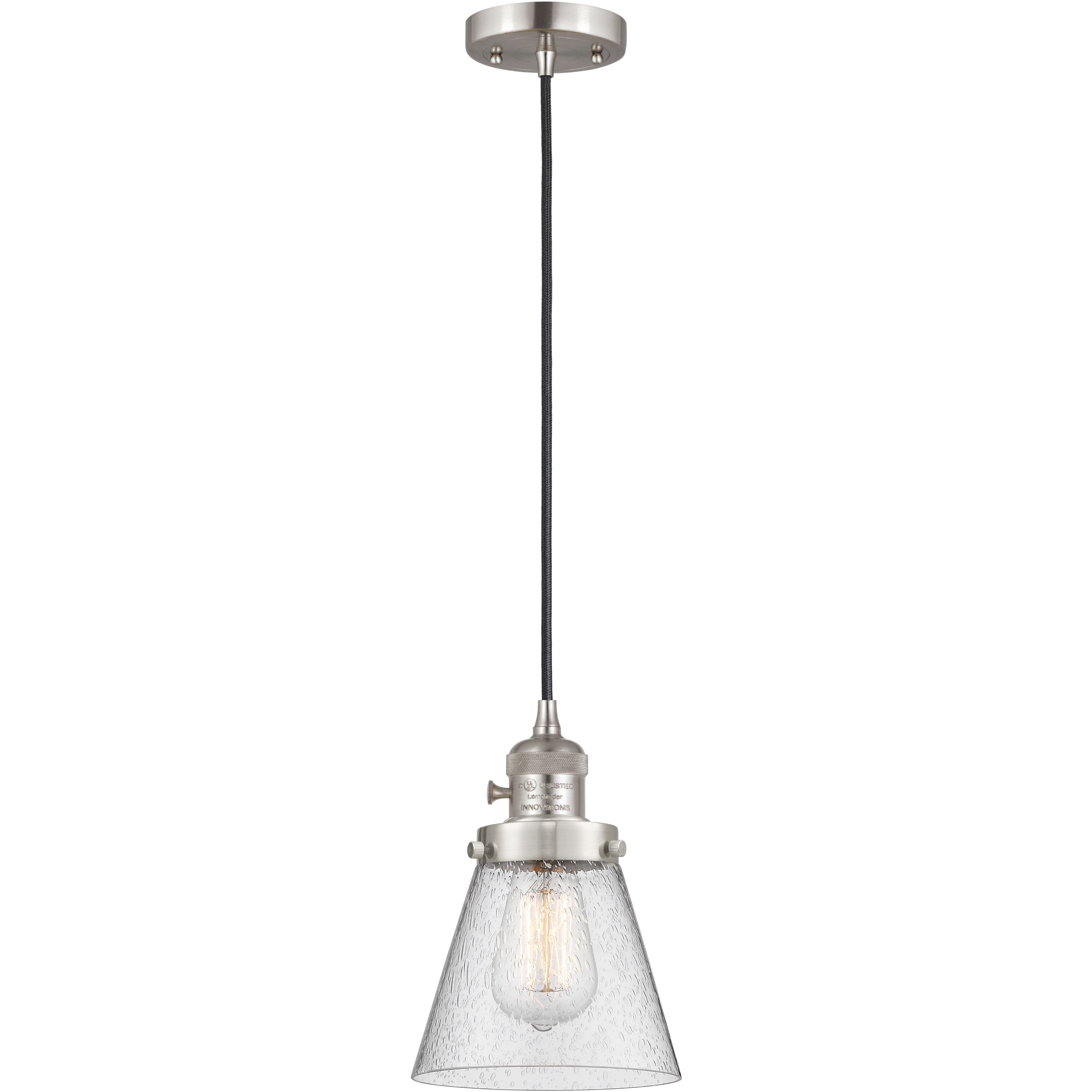 Franklin Restoration Cone 1 Light 6 inch Brushed Satin Nickel Mini Pendant Ceiling Light in Incandescent, Seedy