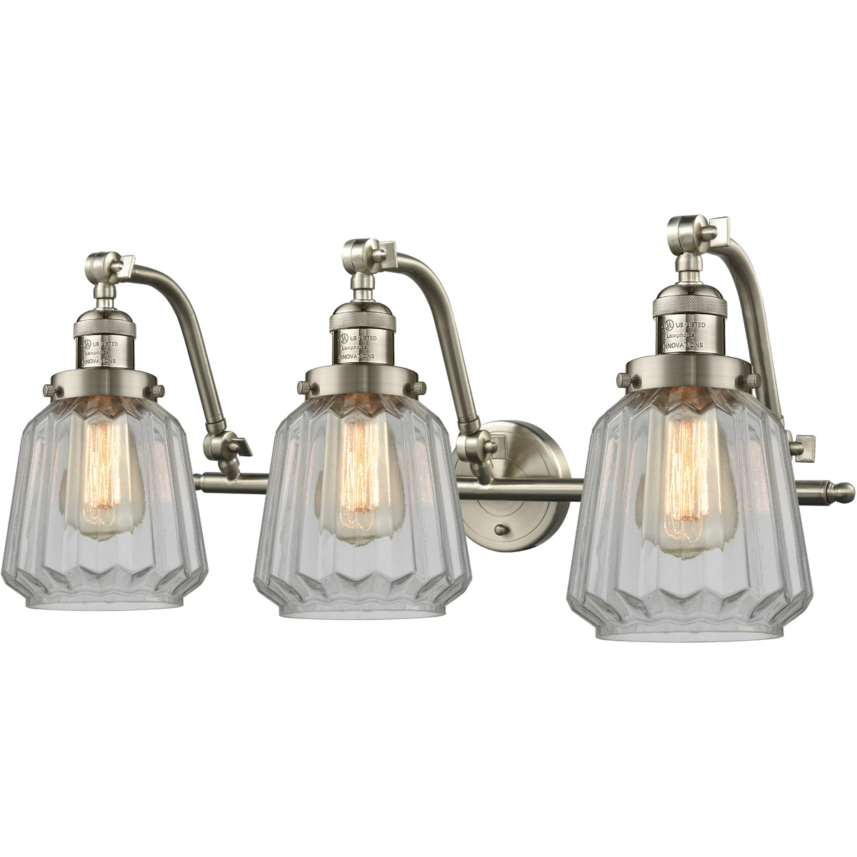 Franklin Restoration Chatham LED 28 inch Brushed Satin Nickel Bath Vanity Light Wall Light in Clear Glass, Franklin Restoration